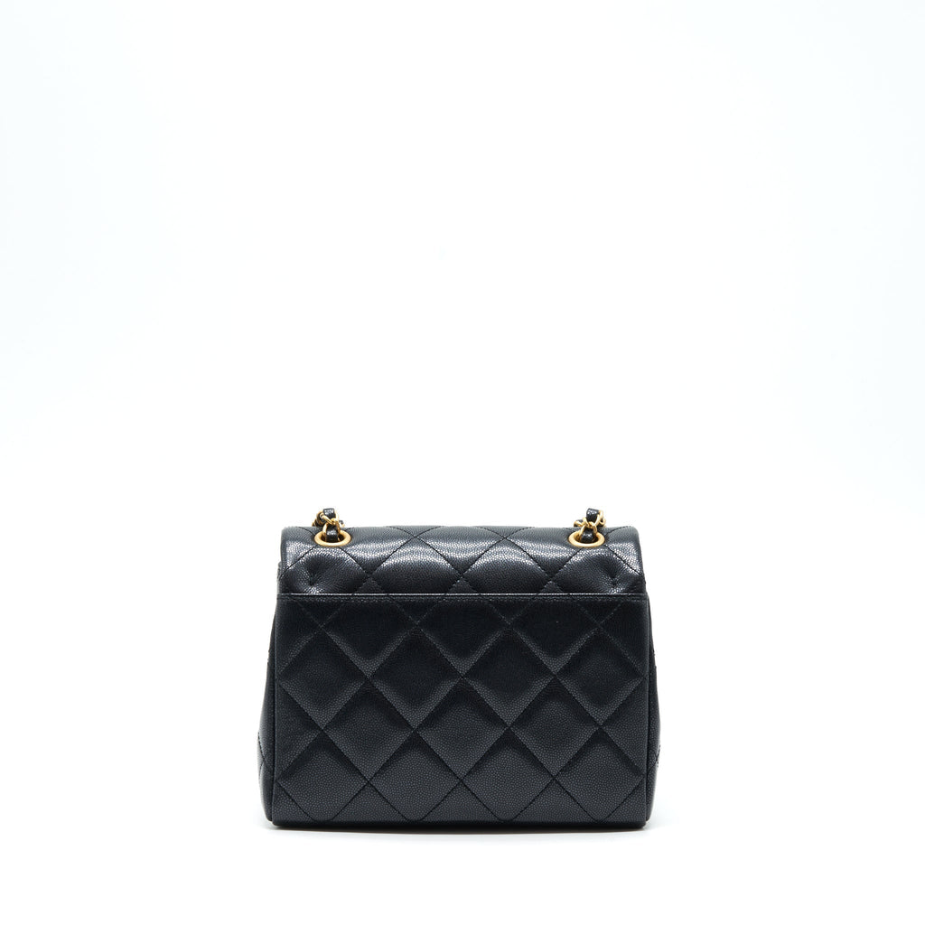 Chanel 22P New Square Flap Bag Caviar Black Brushed