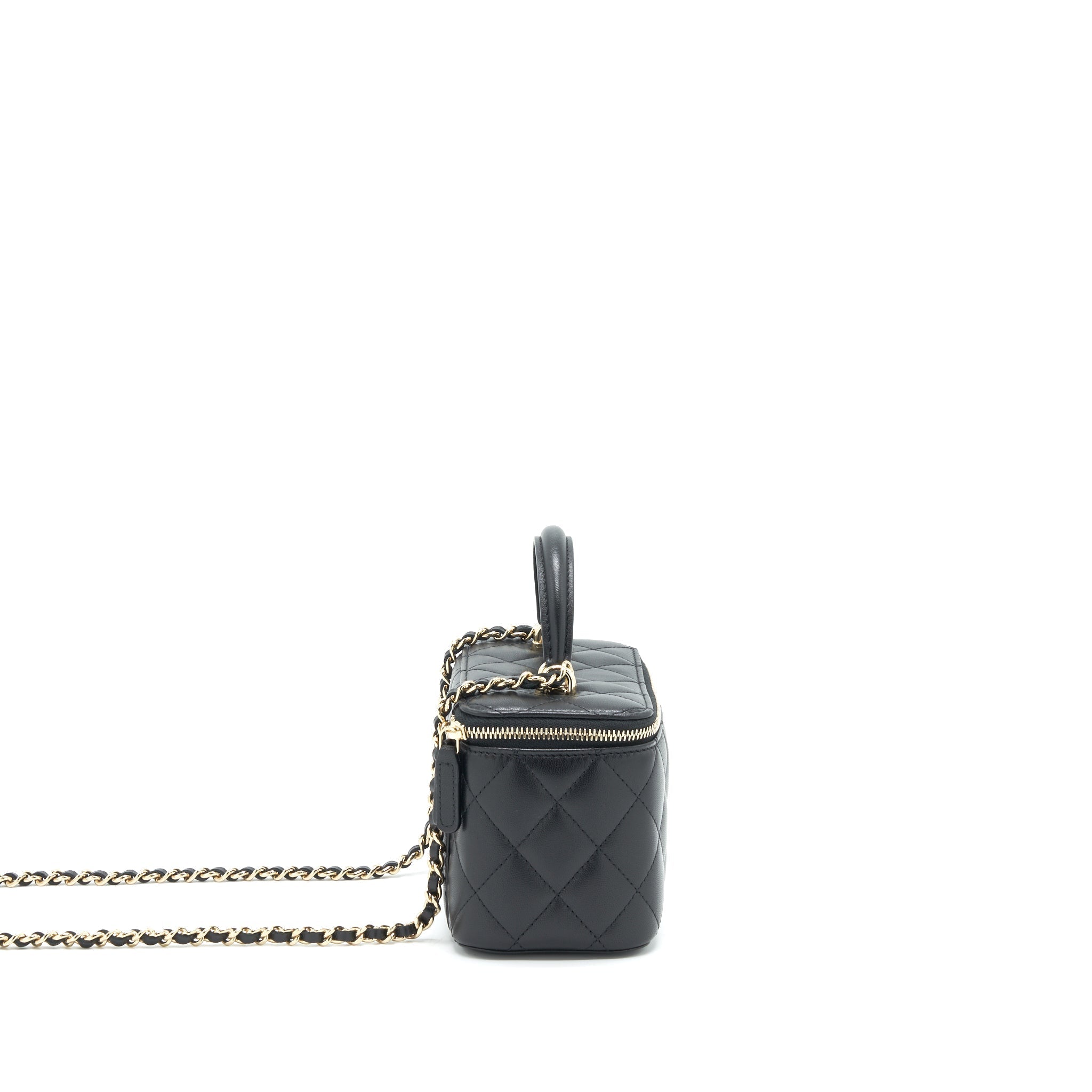 Chanel Top Handle Long Vanity with Chain lambskin black L