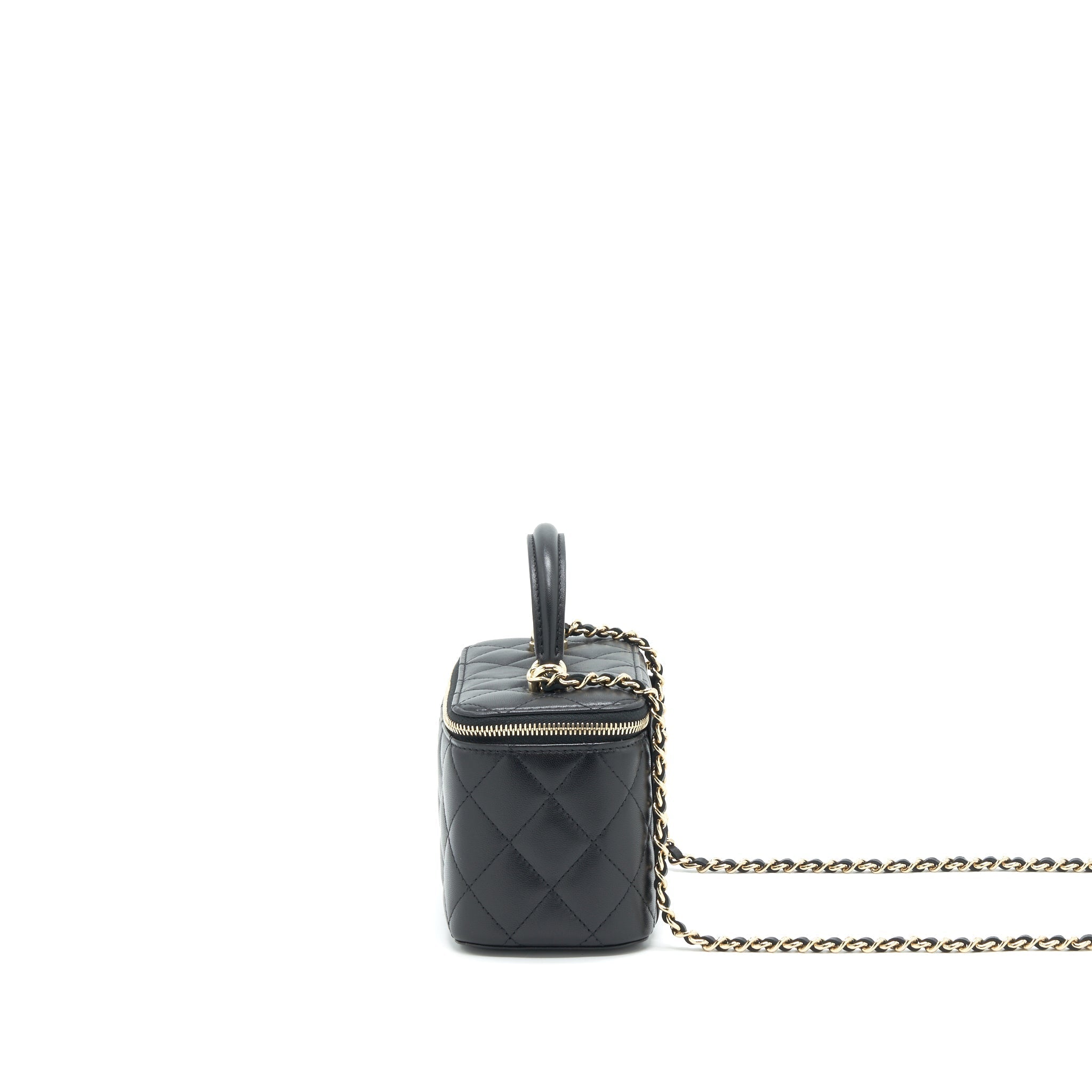 Chanel Top Handle Long Vanity with Chain lambskin black L