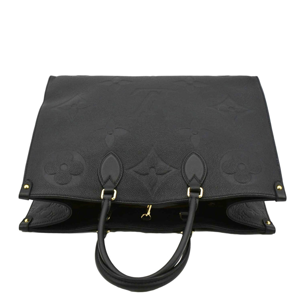 LOUIS VUITTON Onthego GM Monogram Empreinte Leather Tote Shoulder Bag Black