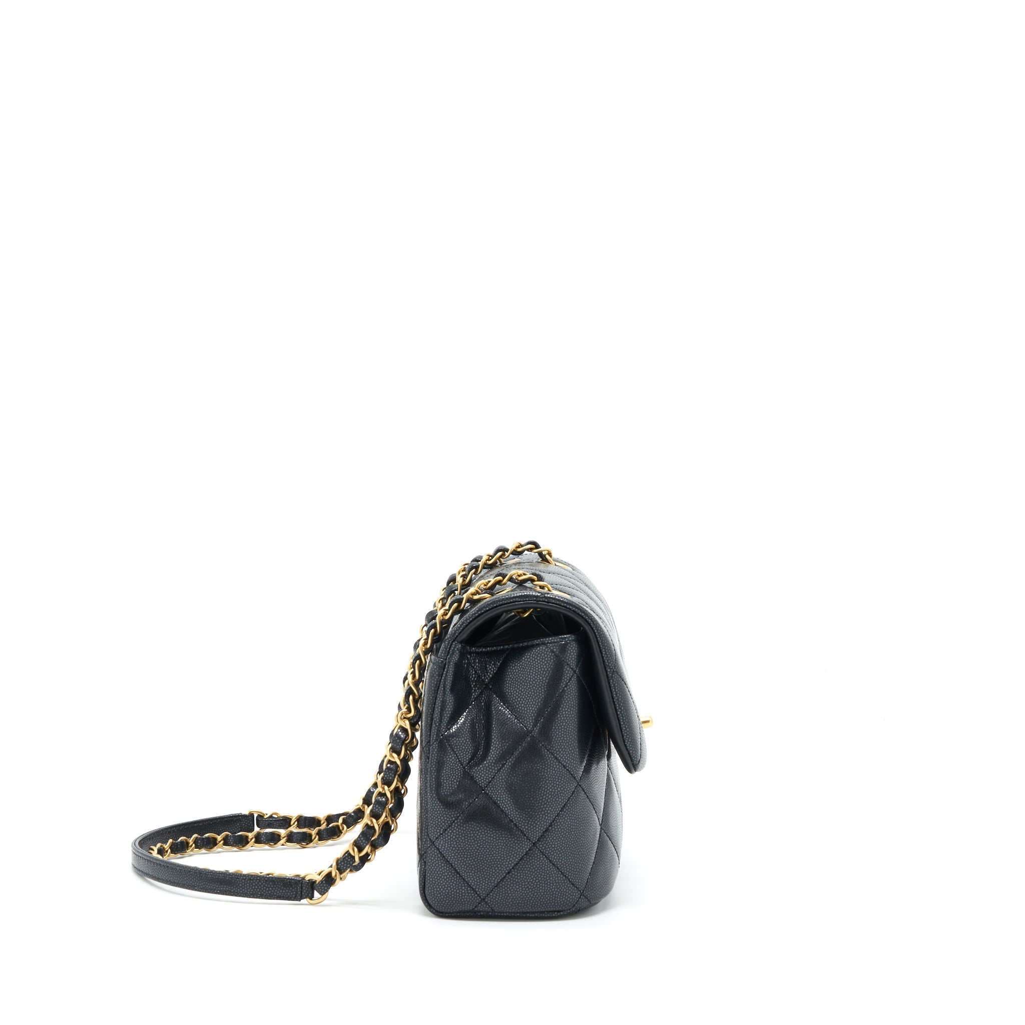 Chanel 22P New Square Flap Bag Caviar Black Brushed