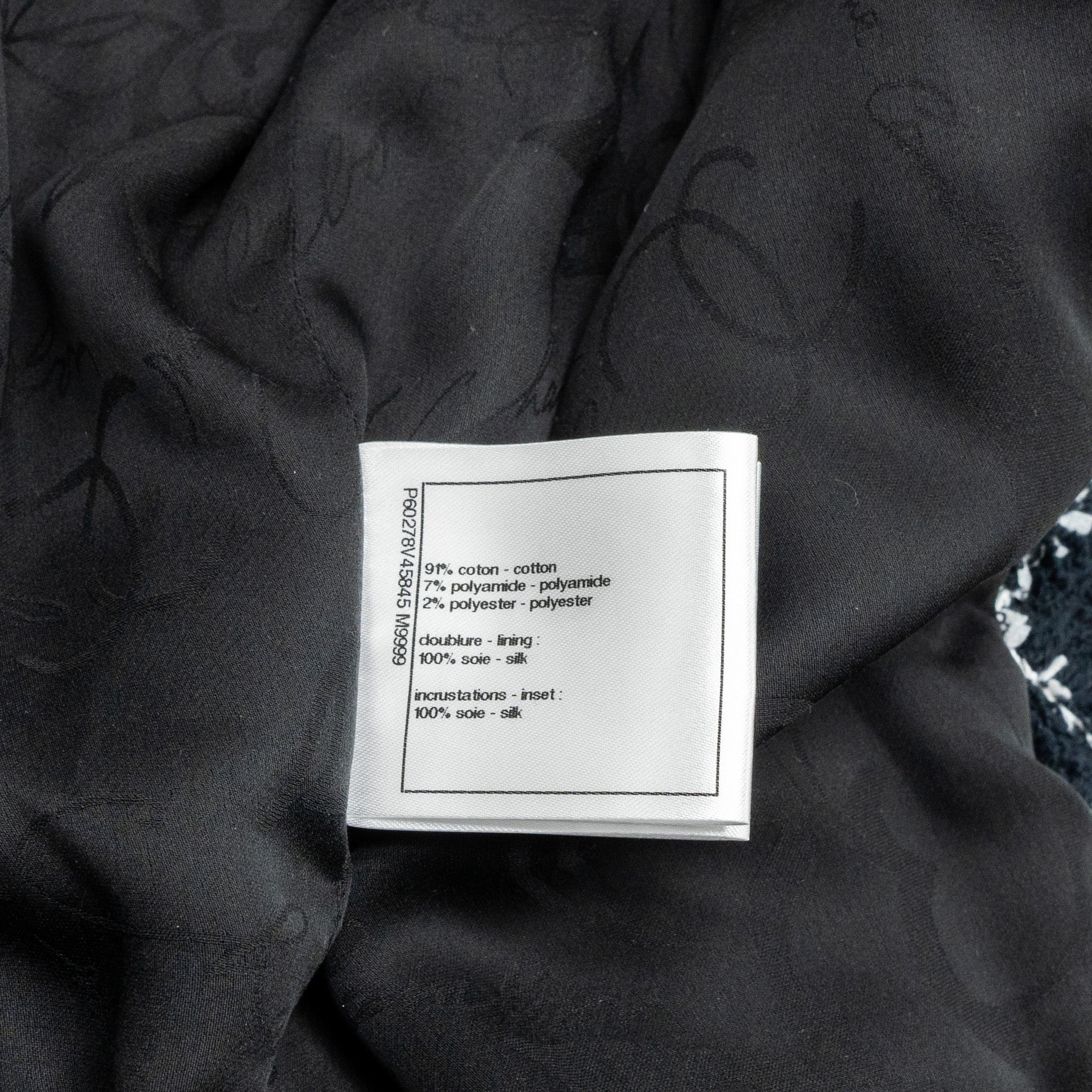 Chanel 19C Size 34 Jacket Cotton Knit Black/White