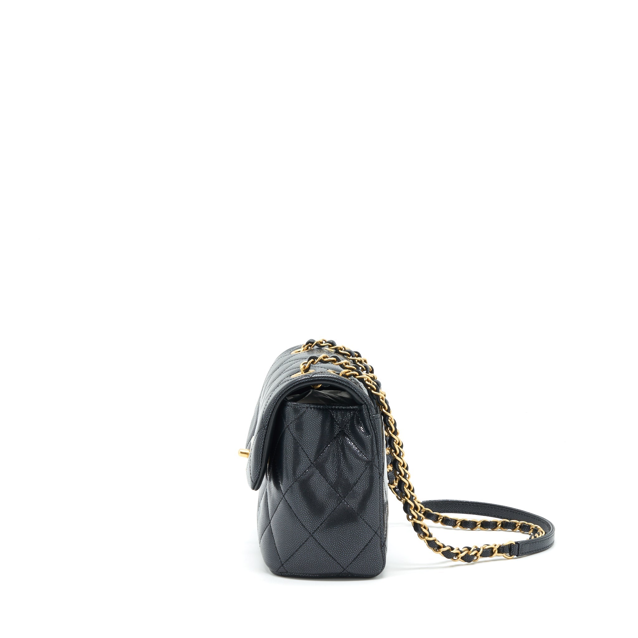 Chanel 22P New Square Flap Bag Caviar Black Brushed