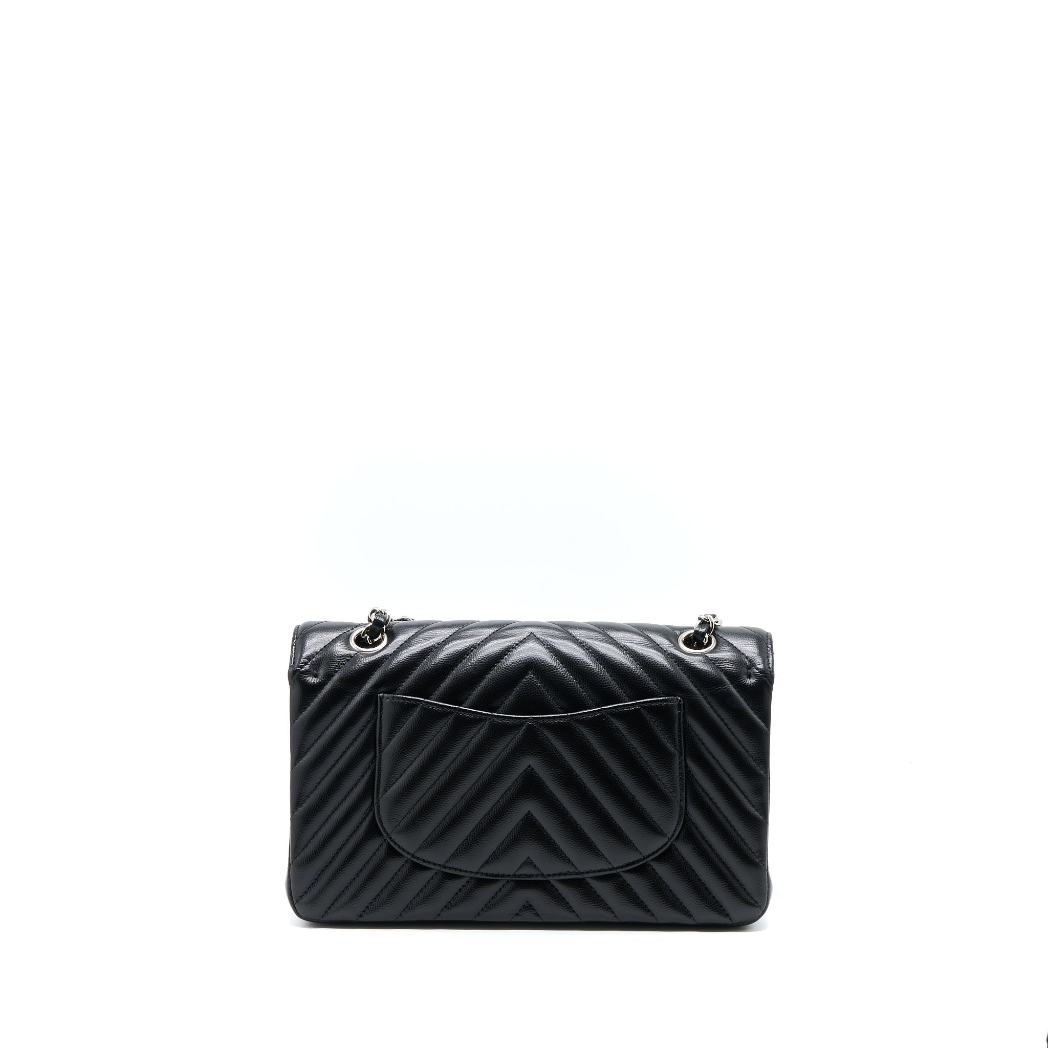 Chanel Medium Classic Double Flap Bag Chevron Caviar Black