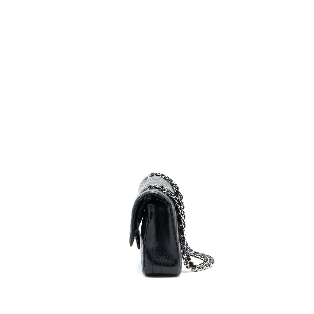 Chanel Medium Classic Double Flap Bag Chevron Caviar Black