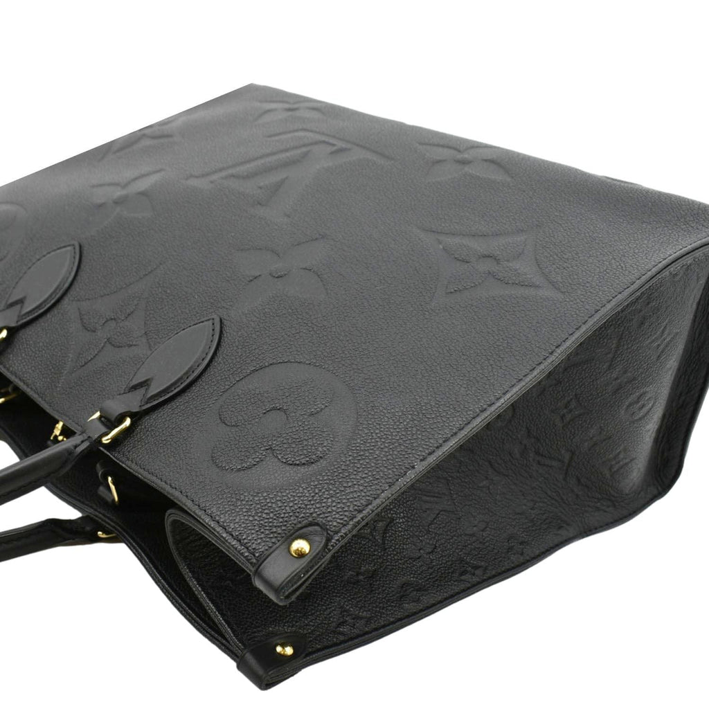 LOUIS VUITTON Onthego GM Monogram Empreinte Leather Tote Shoulder Bag Black