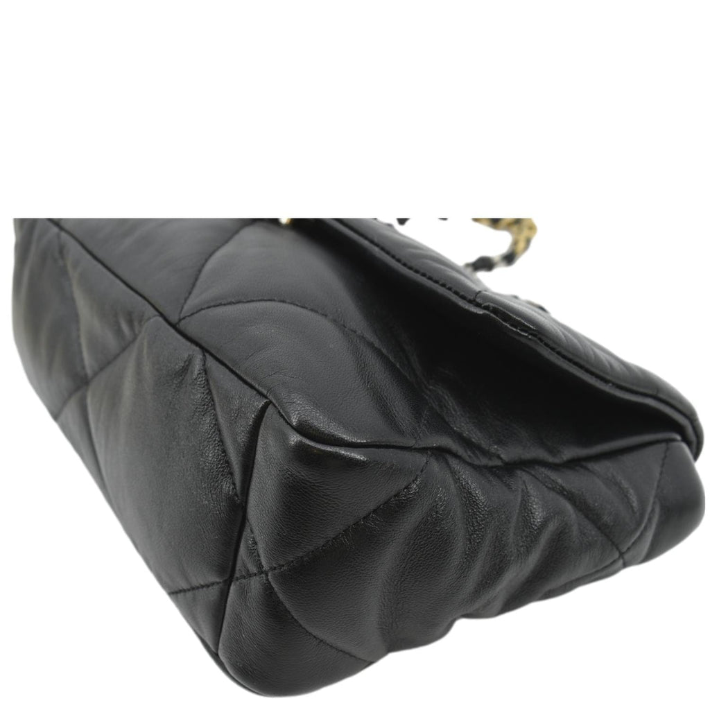 CHANEL 19 Small Flap Quilted Lambskin Leather Shoulder Bag Black - Final Sale