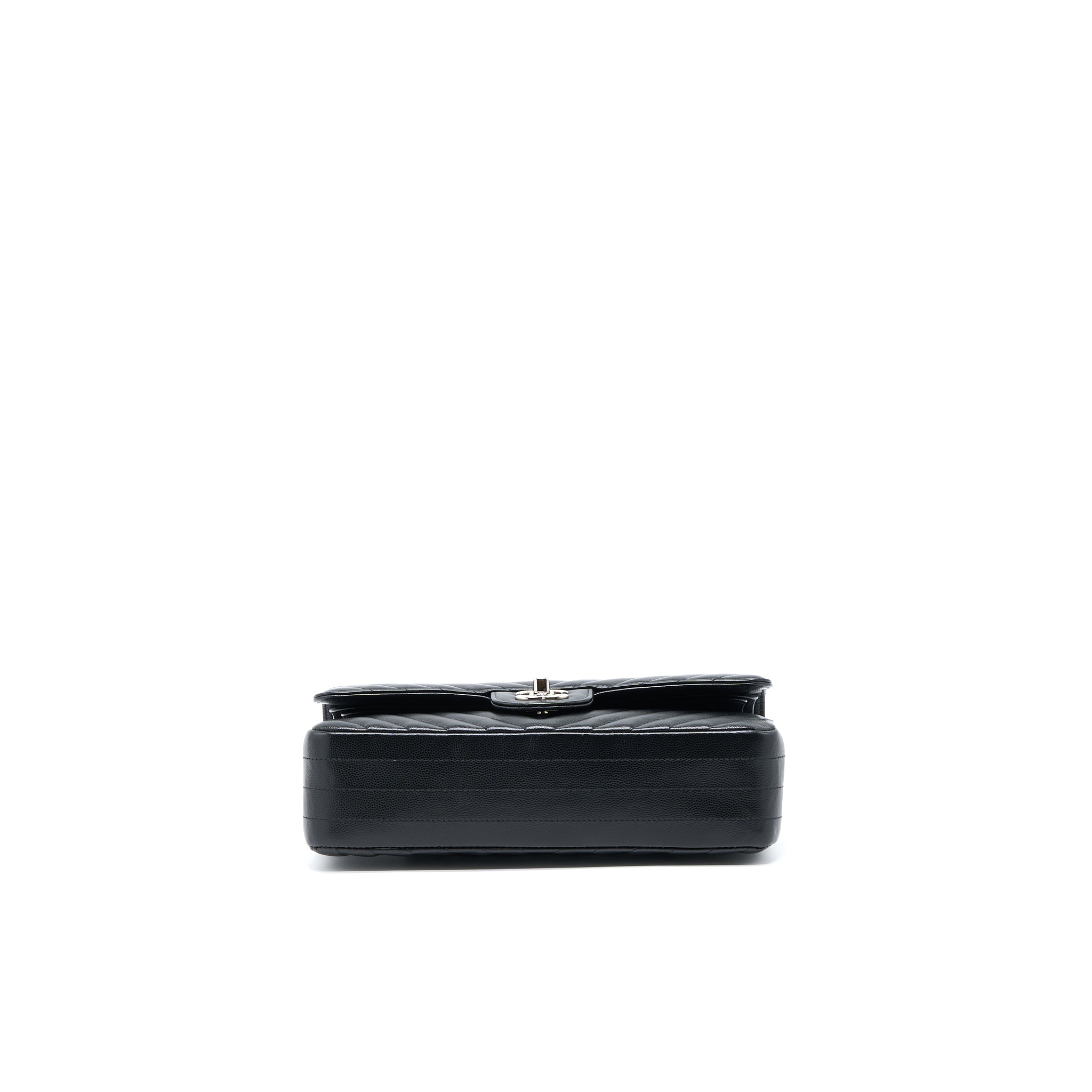 Chanel Medium Classic Double Flap Bag Chevron Caviar Black