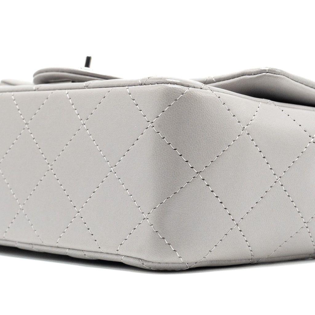 Chanel Mini Rectangular Flap Bag Lambskin Light Grey (Microchip)