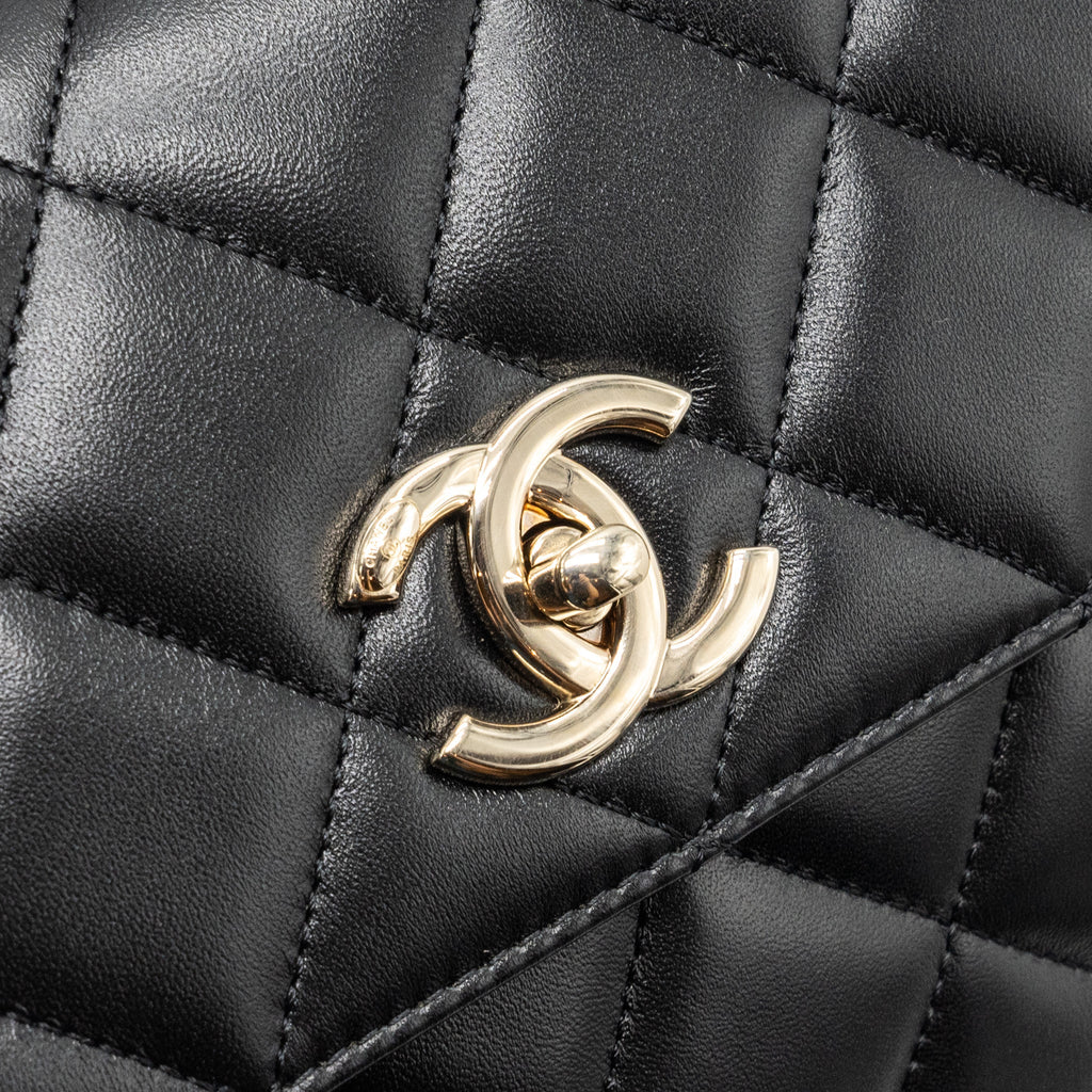 Chanel trendy CC flap bag with top handle lambskin black L (microchip)