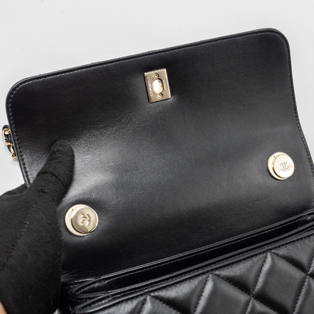 Chanel trendy CC flap bag with top handle lambskin black L (microchip)