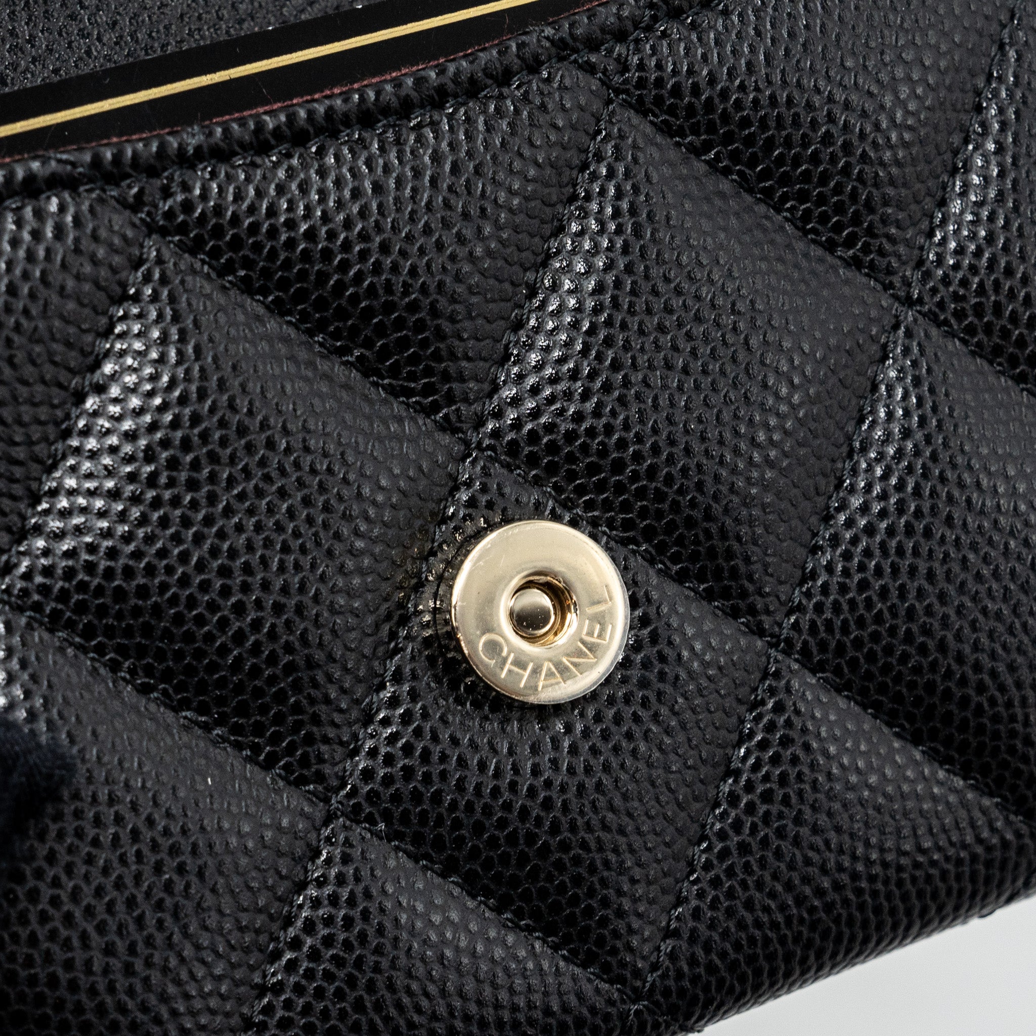 Chanel Card Holder With Chain Caviar Black L