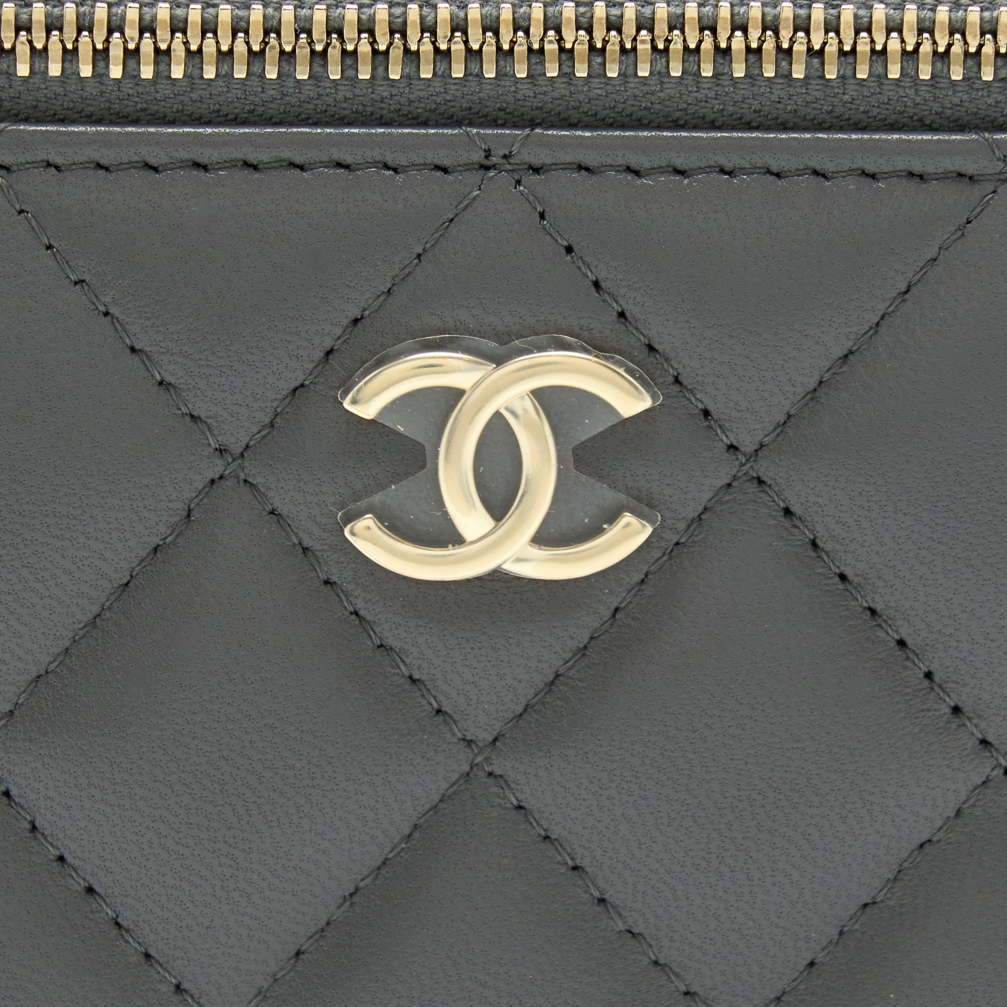 Chanel 22A Top Handle Long Vanity With Chain Lambskin Grey L