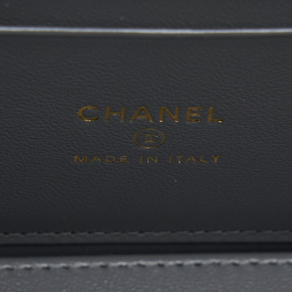 Chanel 22A Top Handle Long Vanity With Chain Lambskin Grey L