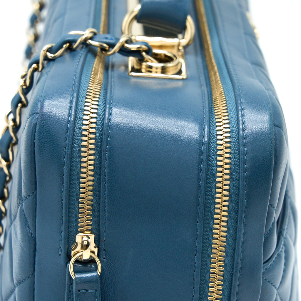 Chanel Quilted Large Trendy CC Bowling Bag Lambskin Blue L