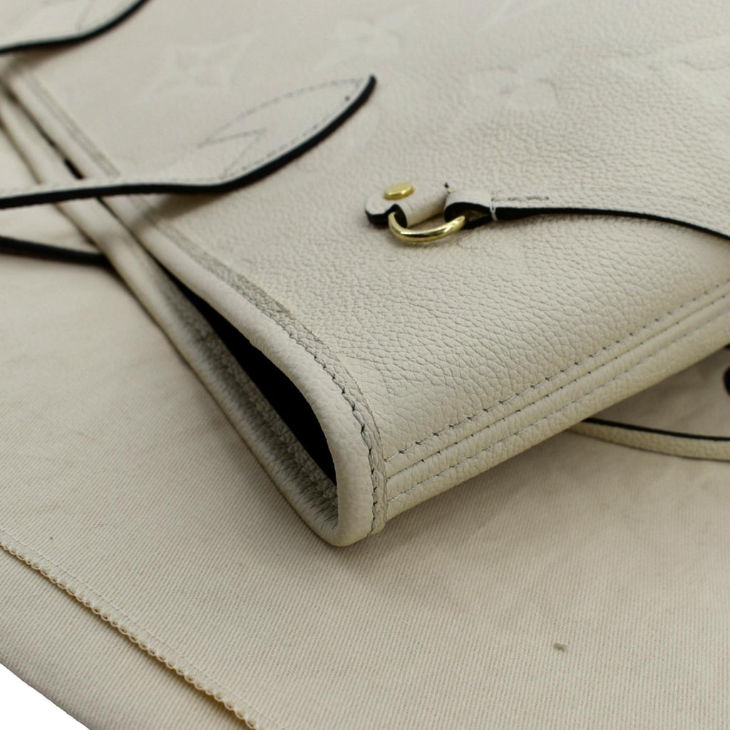 LOUIS VUITTON Neverfull MM Monogram Empreinte Tote Bag Beige