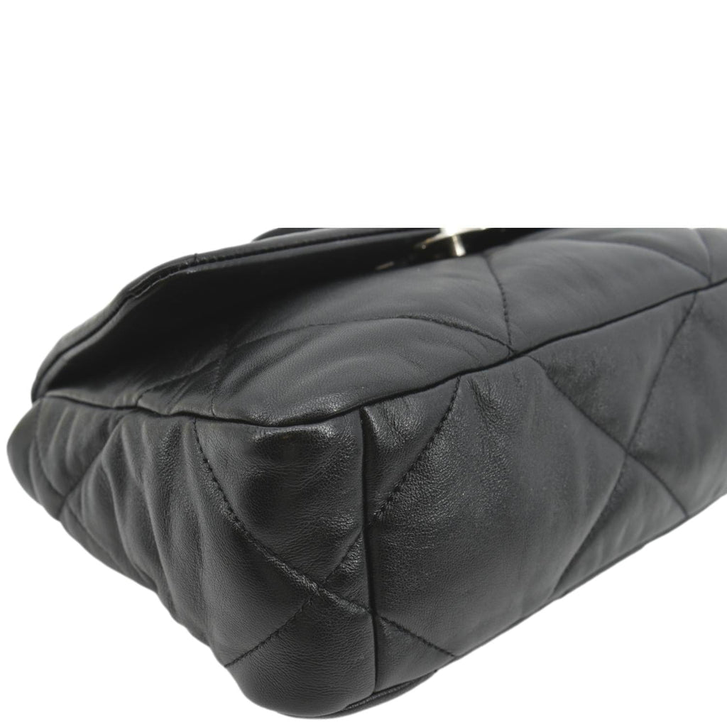 CHANEL 19 Small Flap Quilted Lambskin Leather Shoulder Bag Black - Final Sale