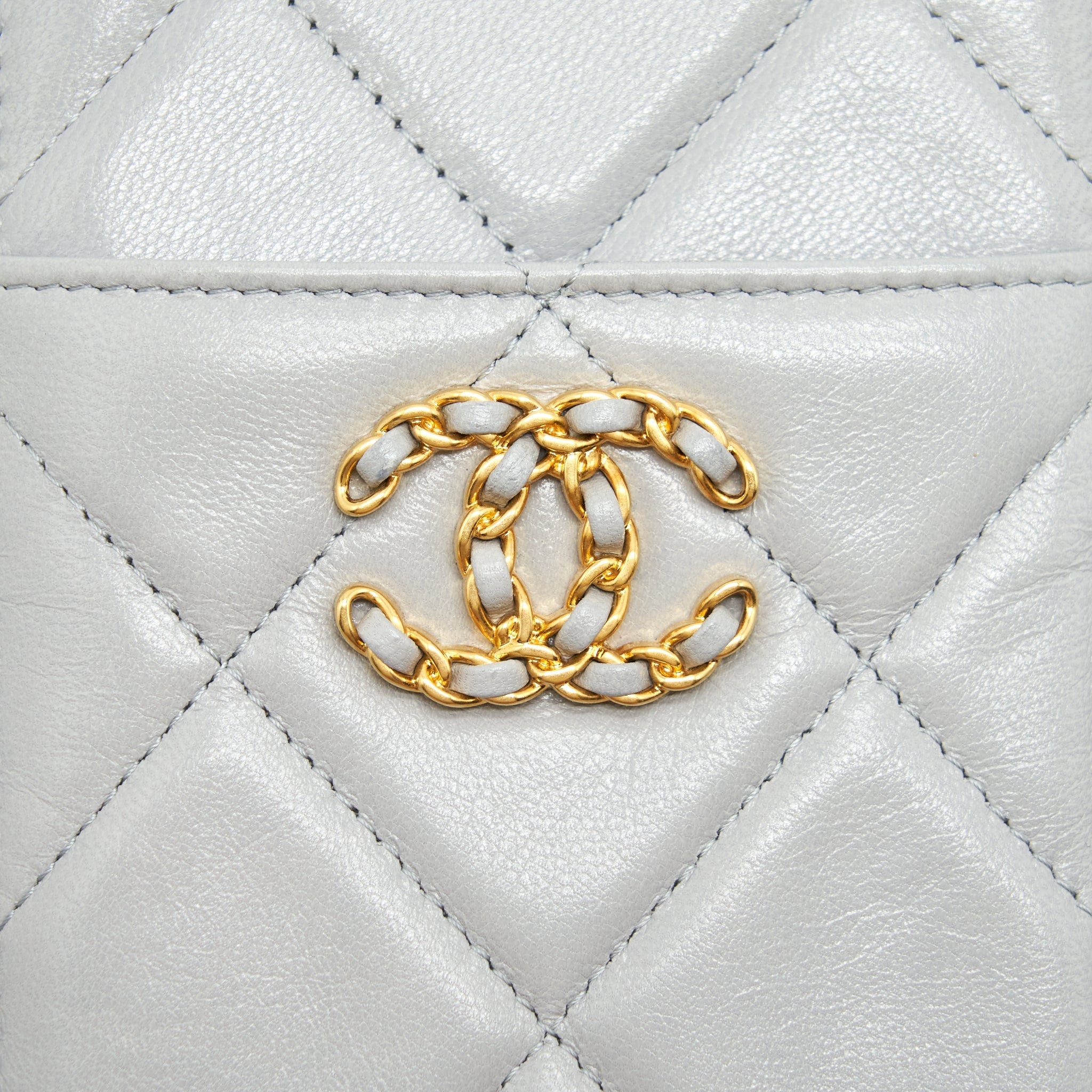 Chanel 19 Phone And Card Holder Small pouch Lambskin Grey