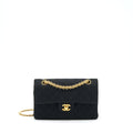Chanel Vintage Small Classic Flap Bag Fabric Black Ruthenium