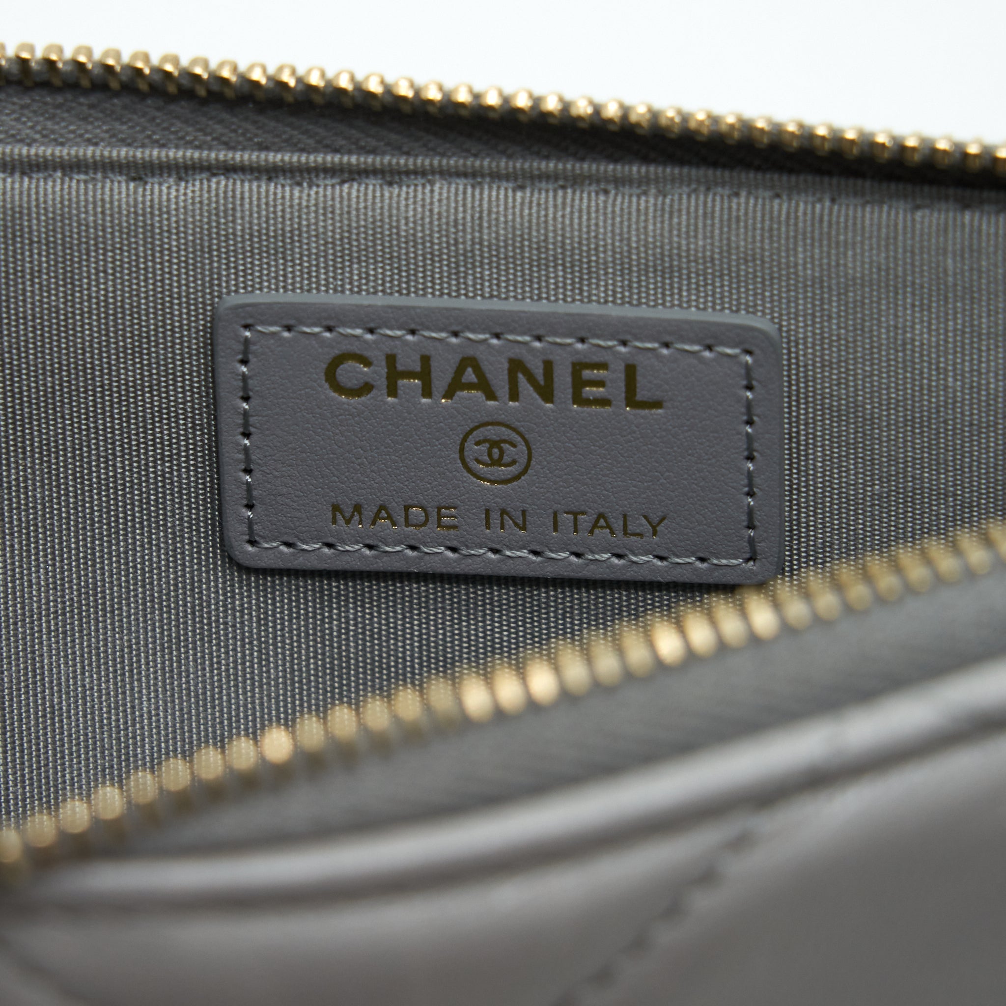 Chanel 19 Phone And Card Holder Small pouch Lambskin Grey