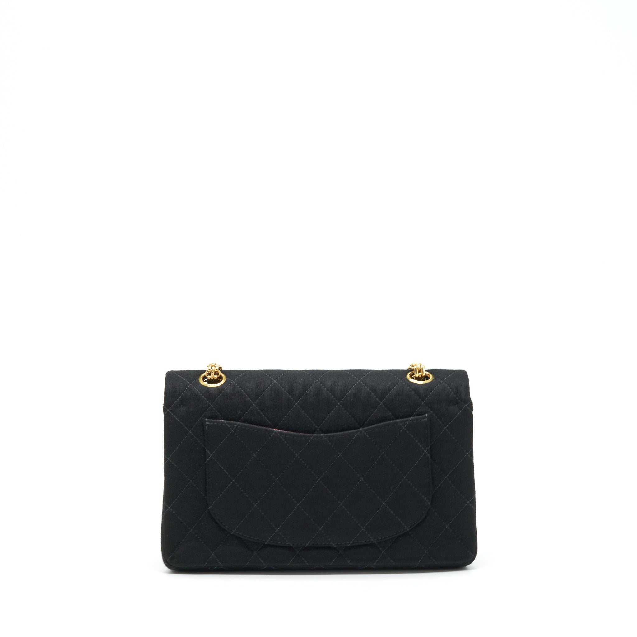 Chanel Vintage Small Classic Flap Bag Fabric Black Ruthenium