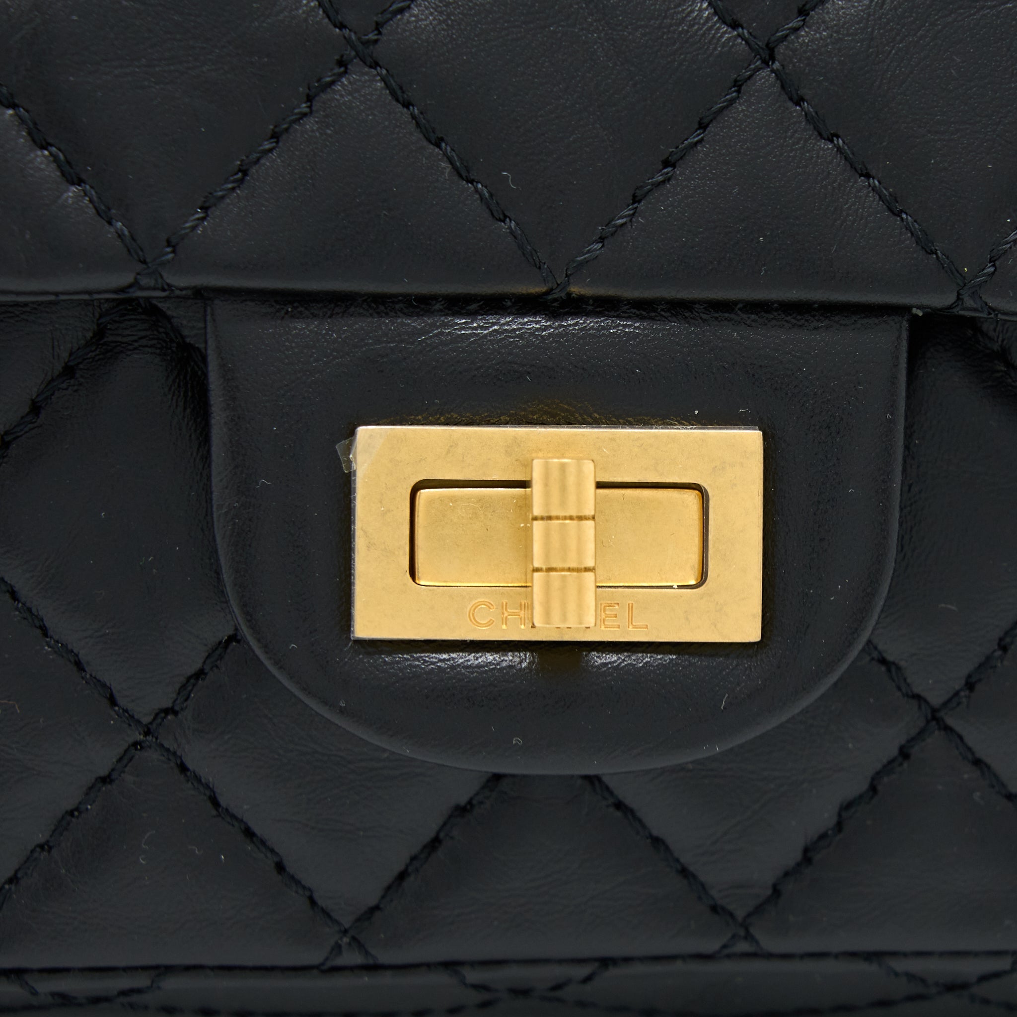 Chanel Mini 2.55 Reissue Flap Bag Aged Calfskin Black Brushed  (Microchip)