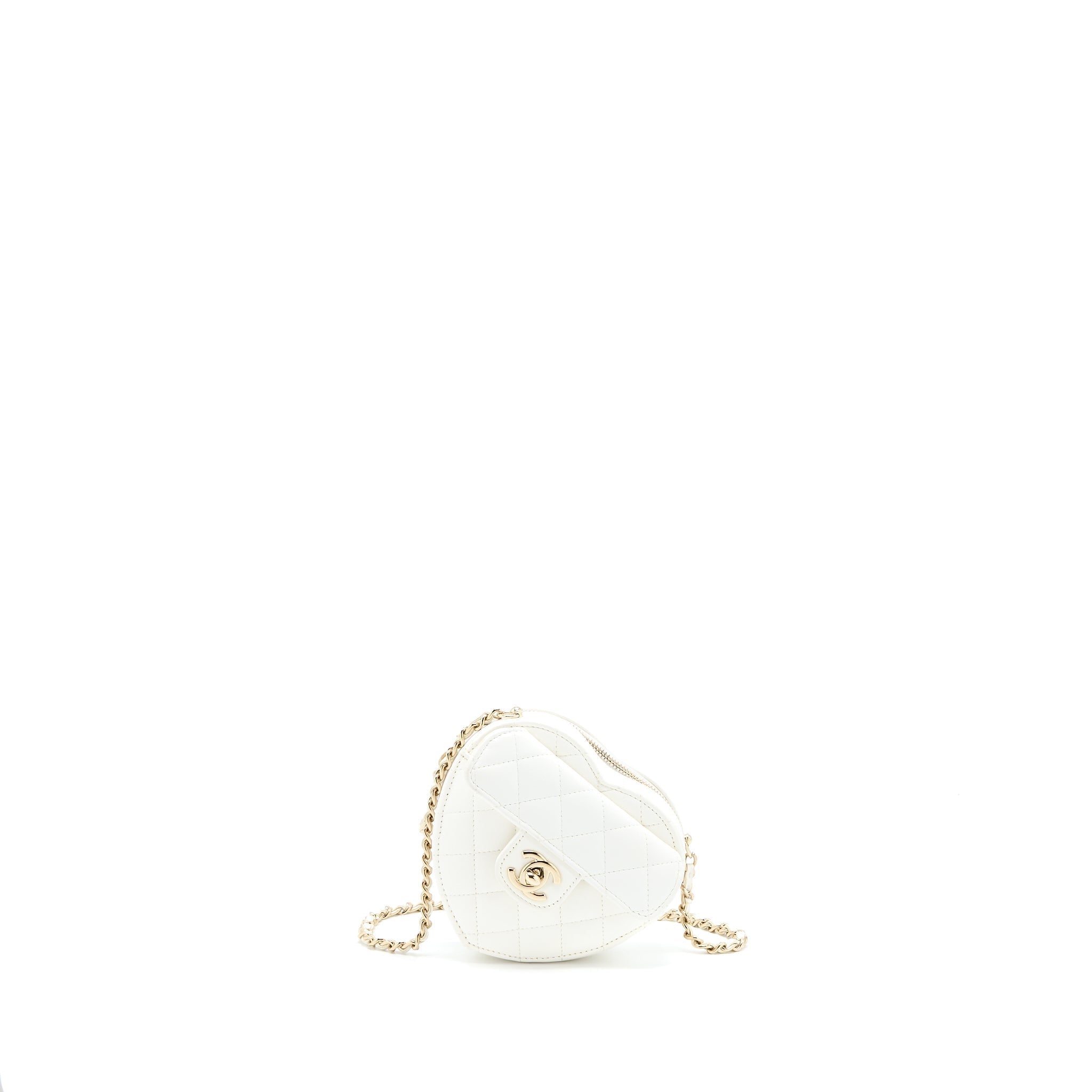 Chanel Small Heart Bag Lambskin White L
