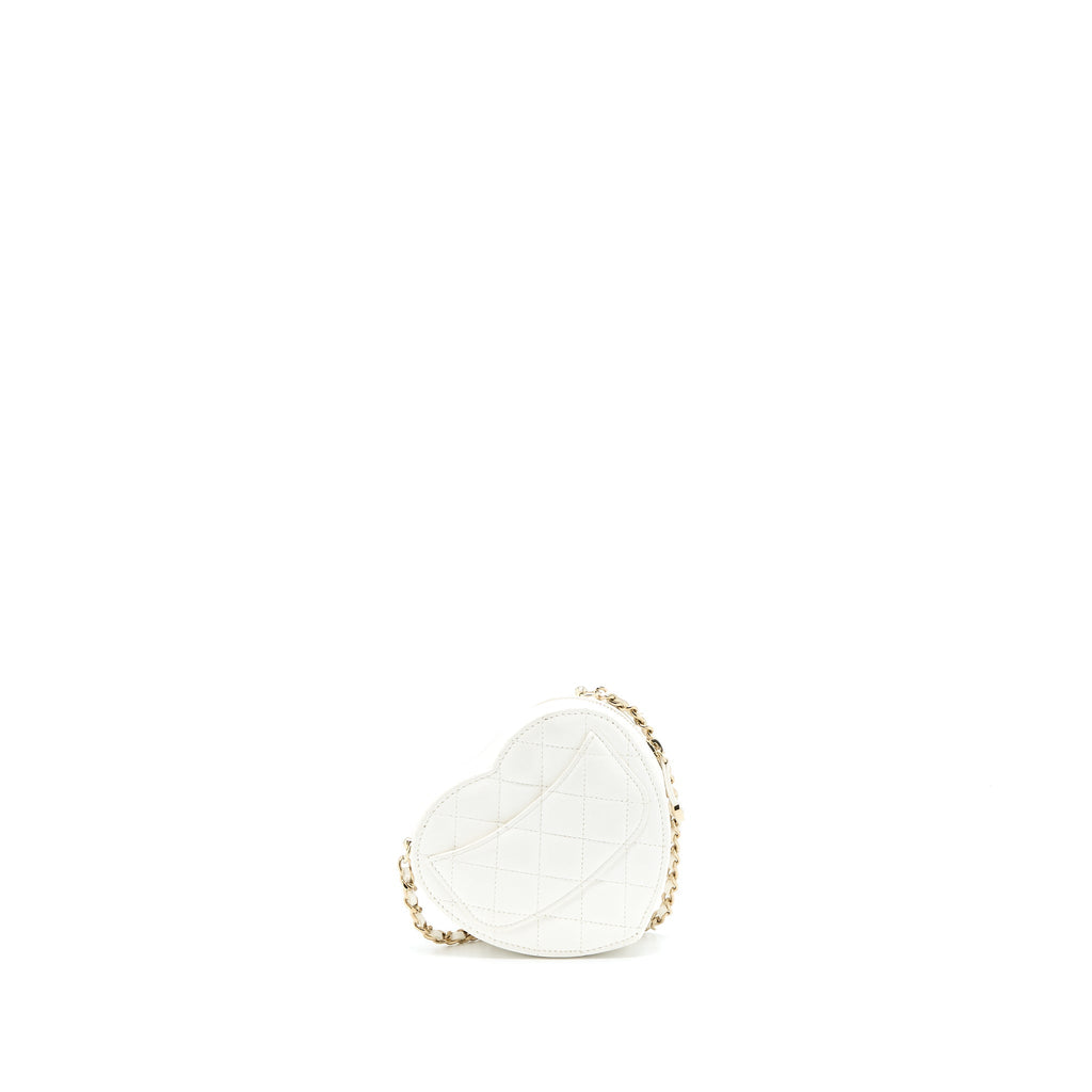 Chanel Small Heart Bag Lambskin White L