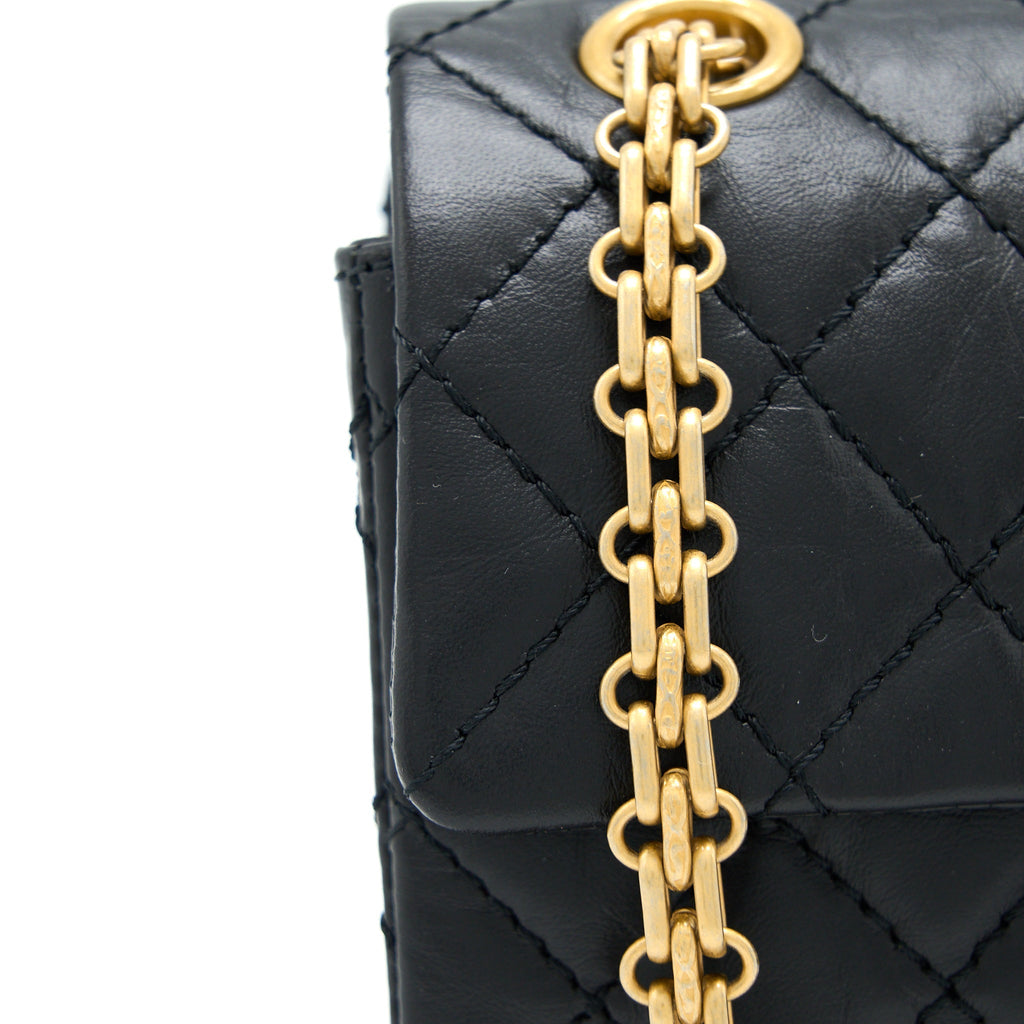 Chanel Mini 2.55 Reissue Flap Bag Aged Calfskin Black Brushed  (Microchip)