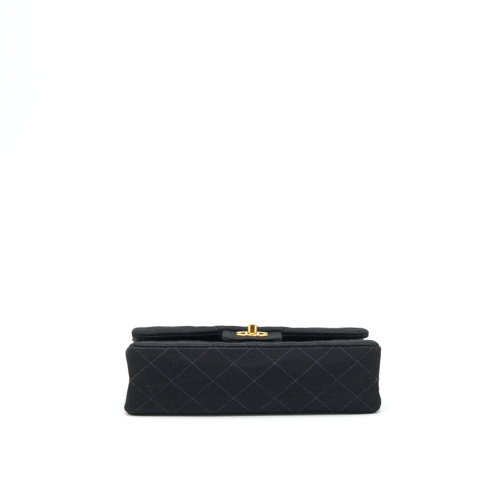 Chanel Vintage Small Classic Flap Bag Fabric Black Ruthenium