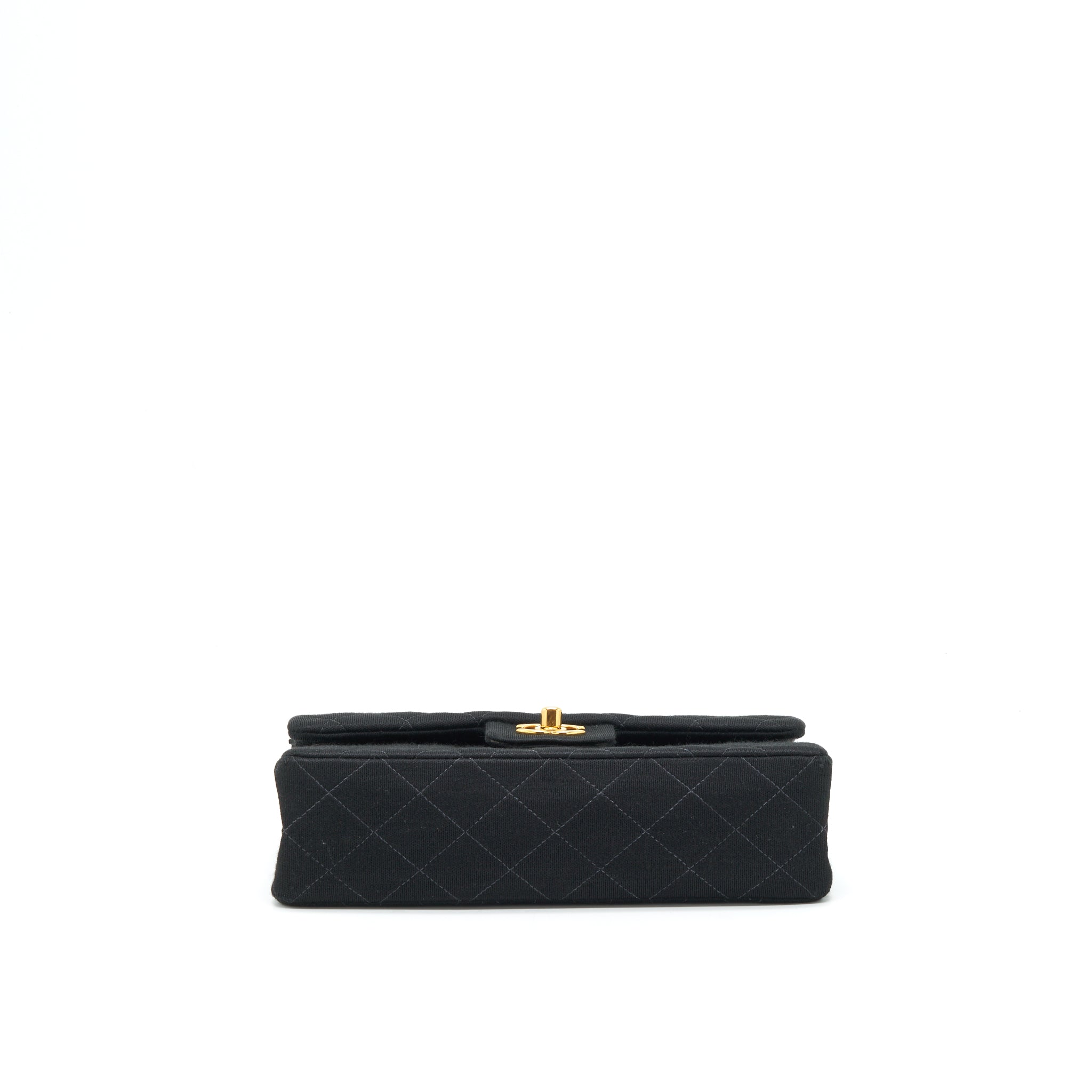 Chanel Vintage Small Classic Flap Bag Fabric Black Ruthenium