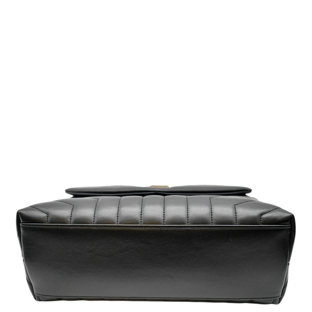 YVES SAINT LAURENT Medium Loulou Matelasse Leather Chain Shoulder Bag Black
