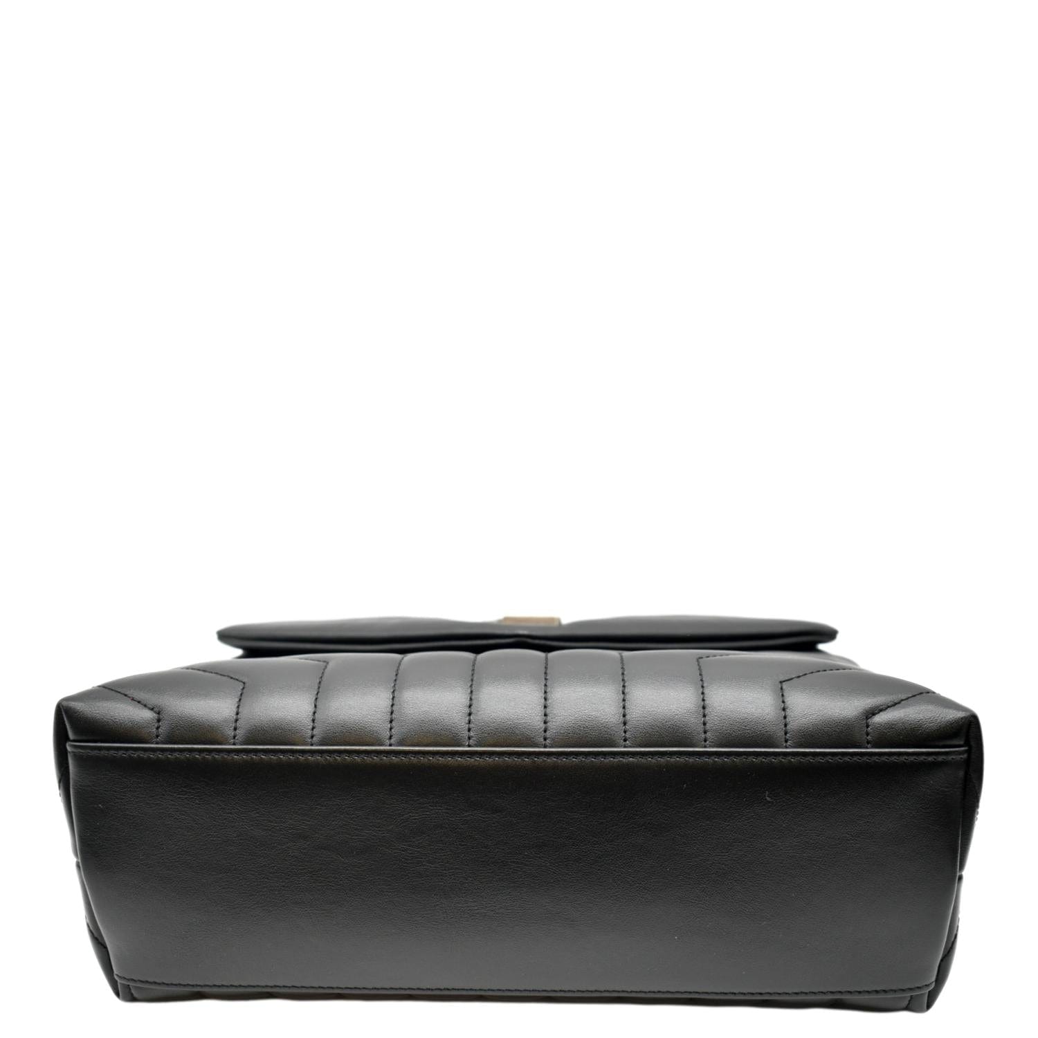 YVES SAINT LAURENT Medium Loulou Matelasse Leather Chain Shoulder Bag Black