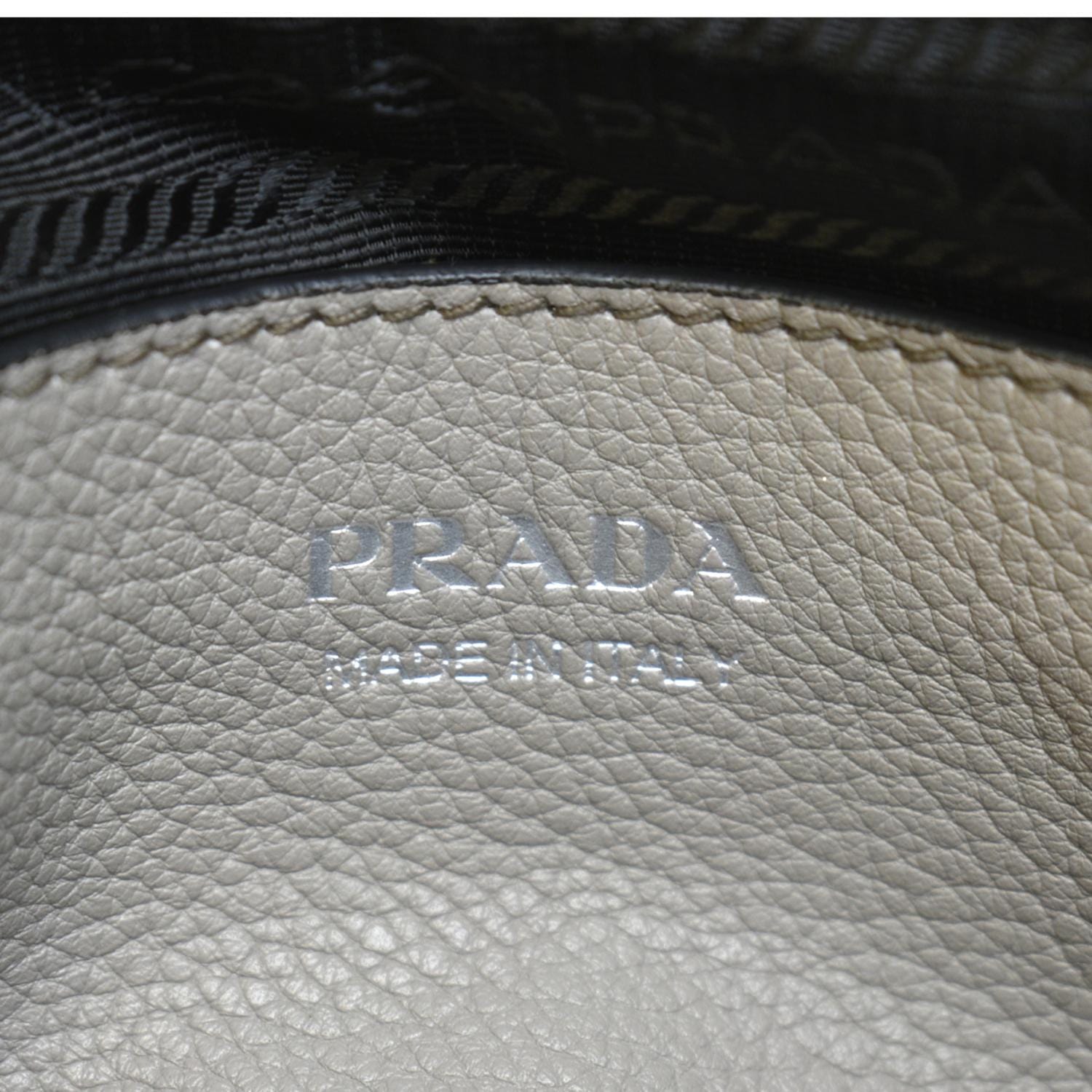 PRADA Flou Leather Shoulder Bag Grey