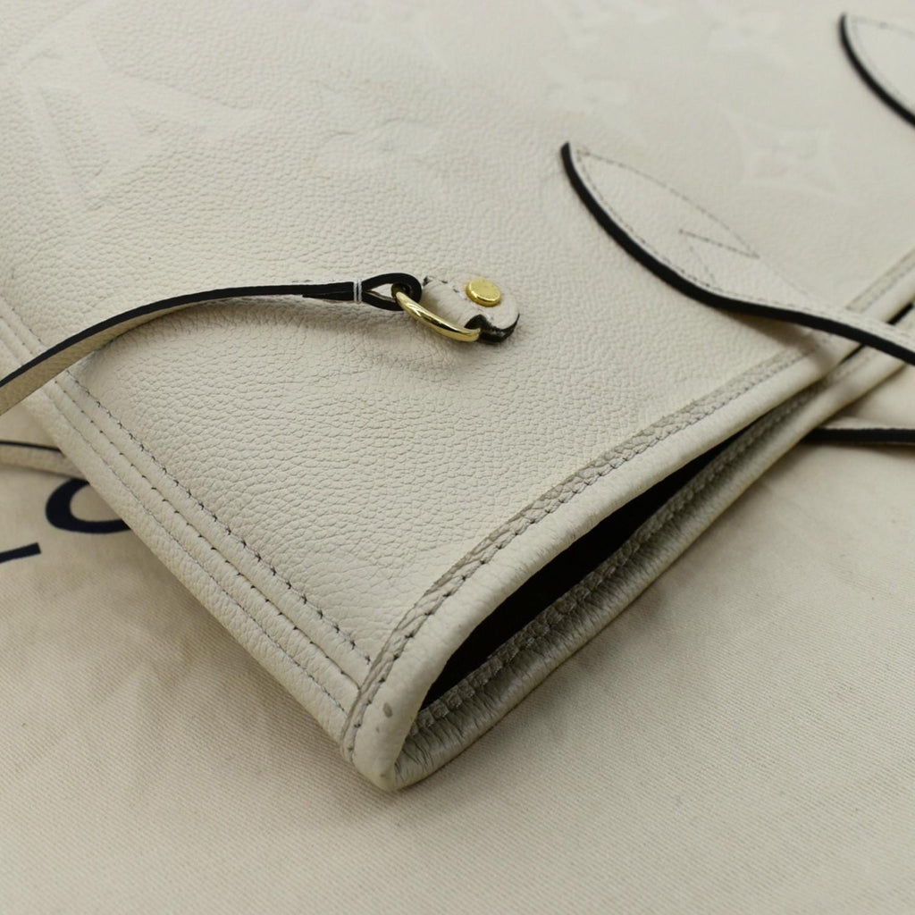 LOUIS VUITTON Neverfull MM Monogram Empreinte Tote Bag Beige