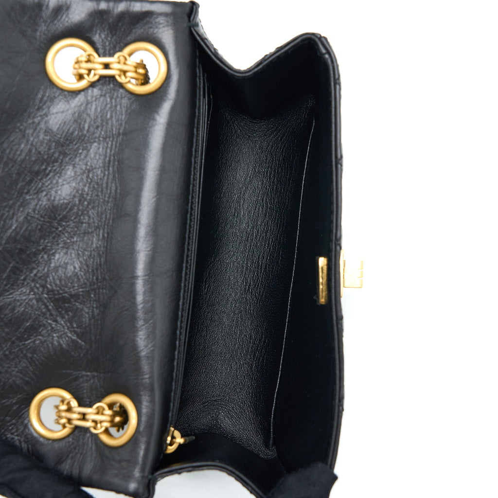 Chanel Mini 2.55 Reissue Flap Bag Aged Calfskin Black Brushed  (Microchip)