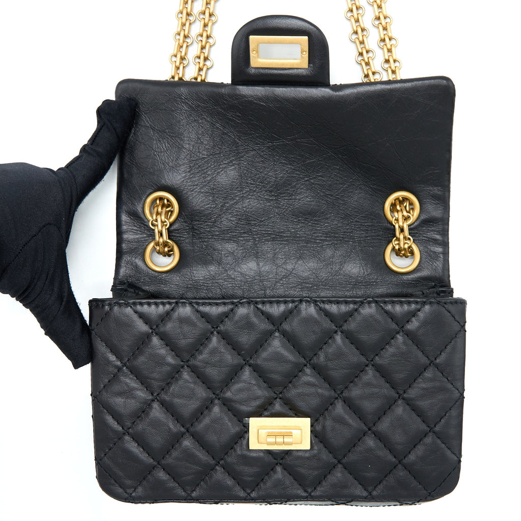 Chanel Mini 2.55 Reissue Flap Bag Aged Calfskin Black Brushed  (Microchip)