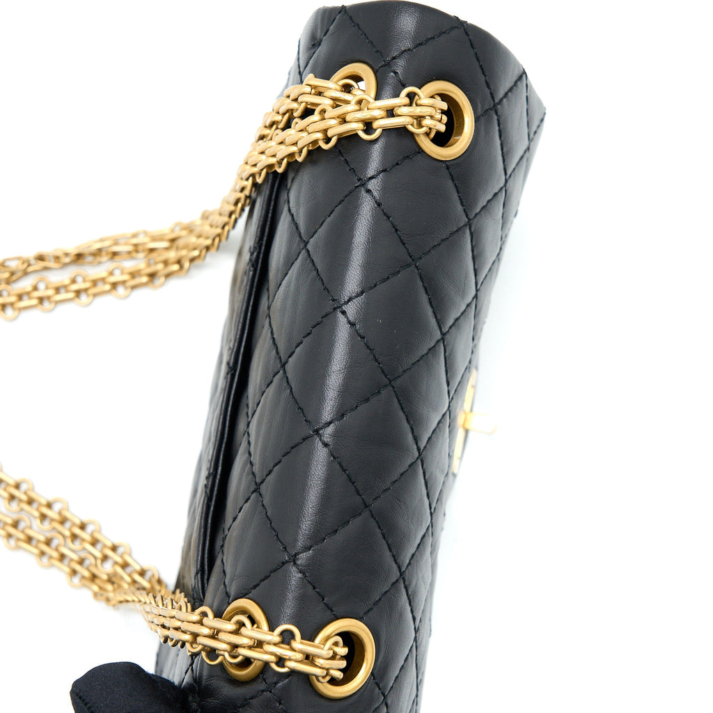 Chanel Mini 2.55 Reissue Flap Bag Aged Calfskin Black Brushed  (Microchip)