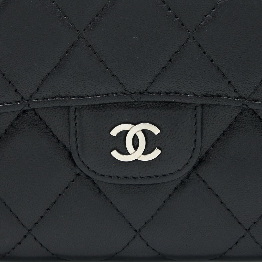 Chanel Long Flap Wallet Lambskin Black