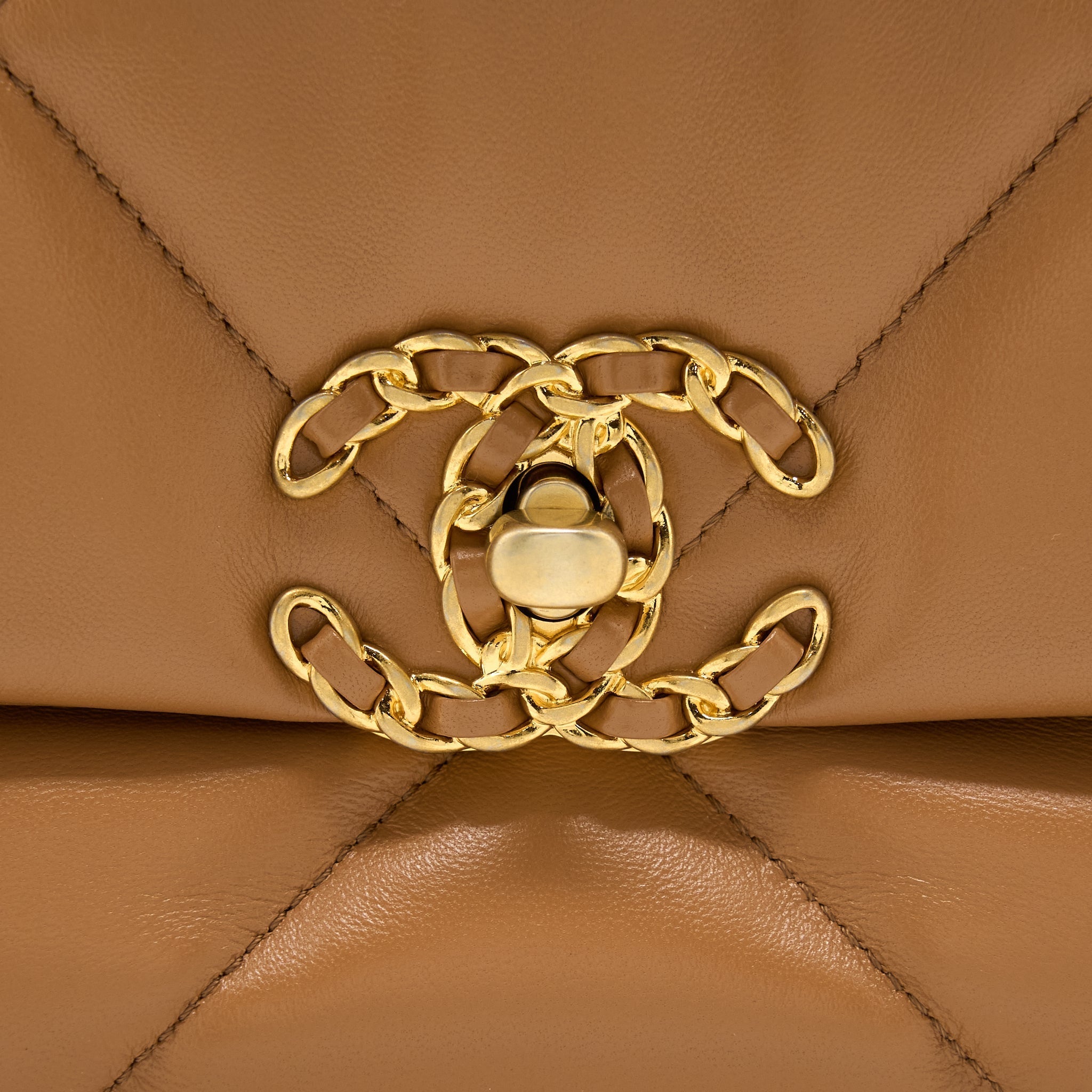 Chanel 22A Small 19 Bag Lambskin Caramel  (Microchip)
