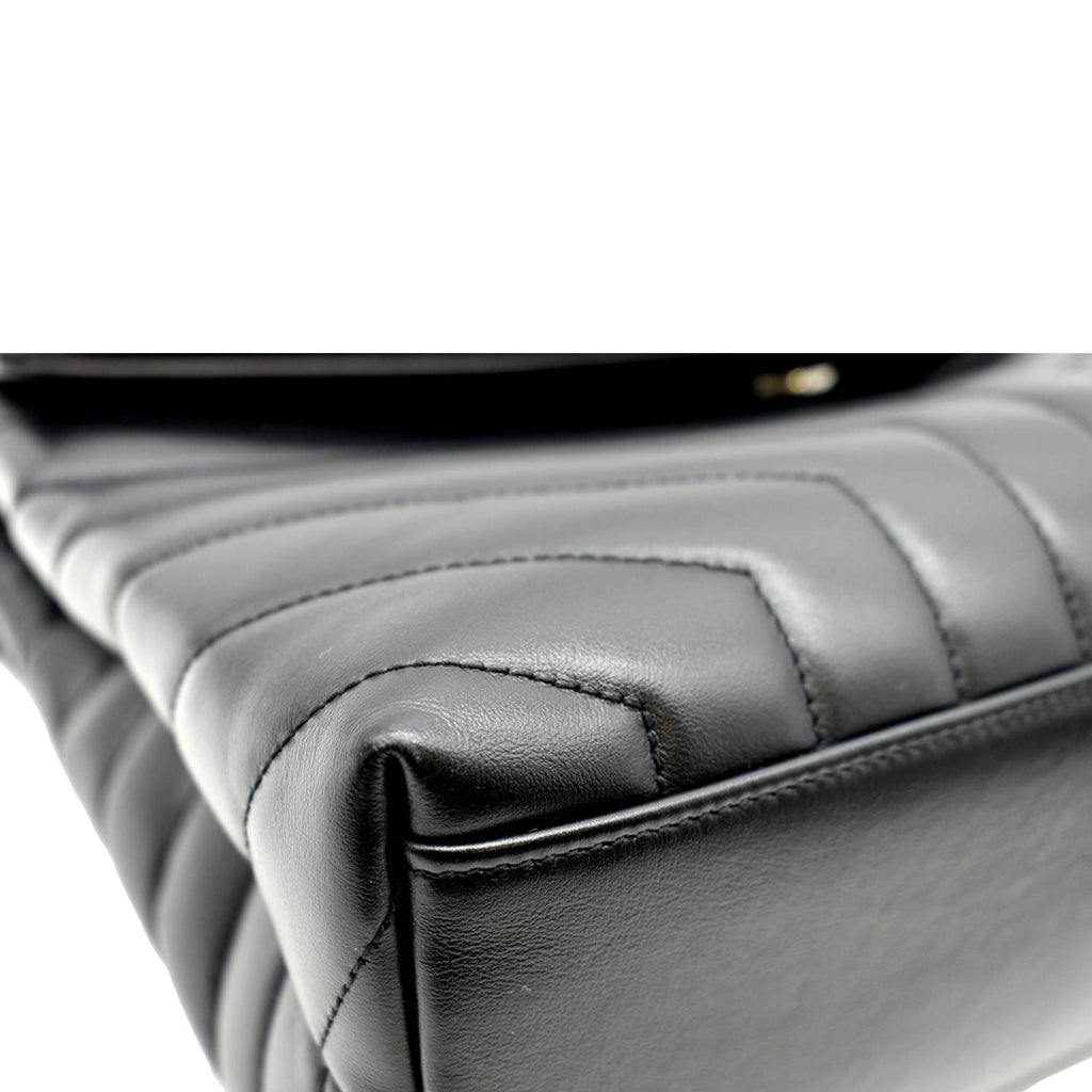 YVES SAINT LAURENT Medium Loulou Matelasse Leather Chain Shoulder Bag Black