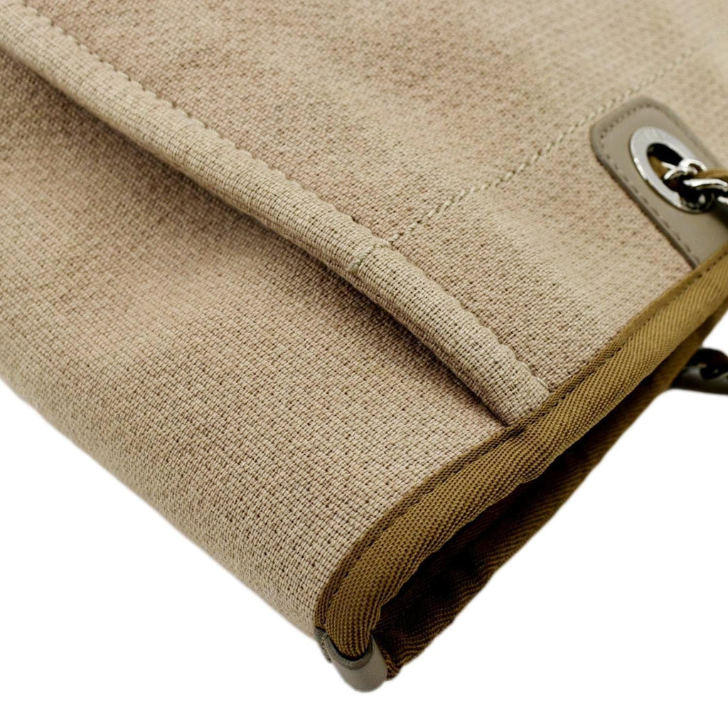 CHANEL Deauville Canvas Tote Bag Beige