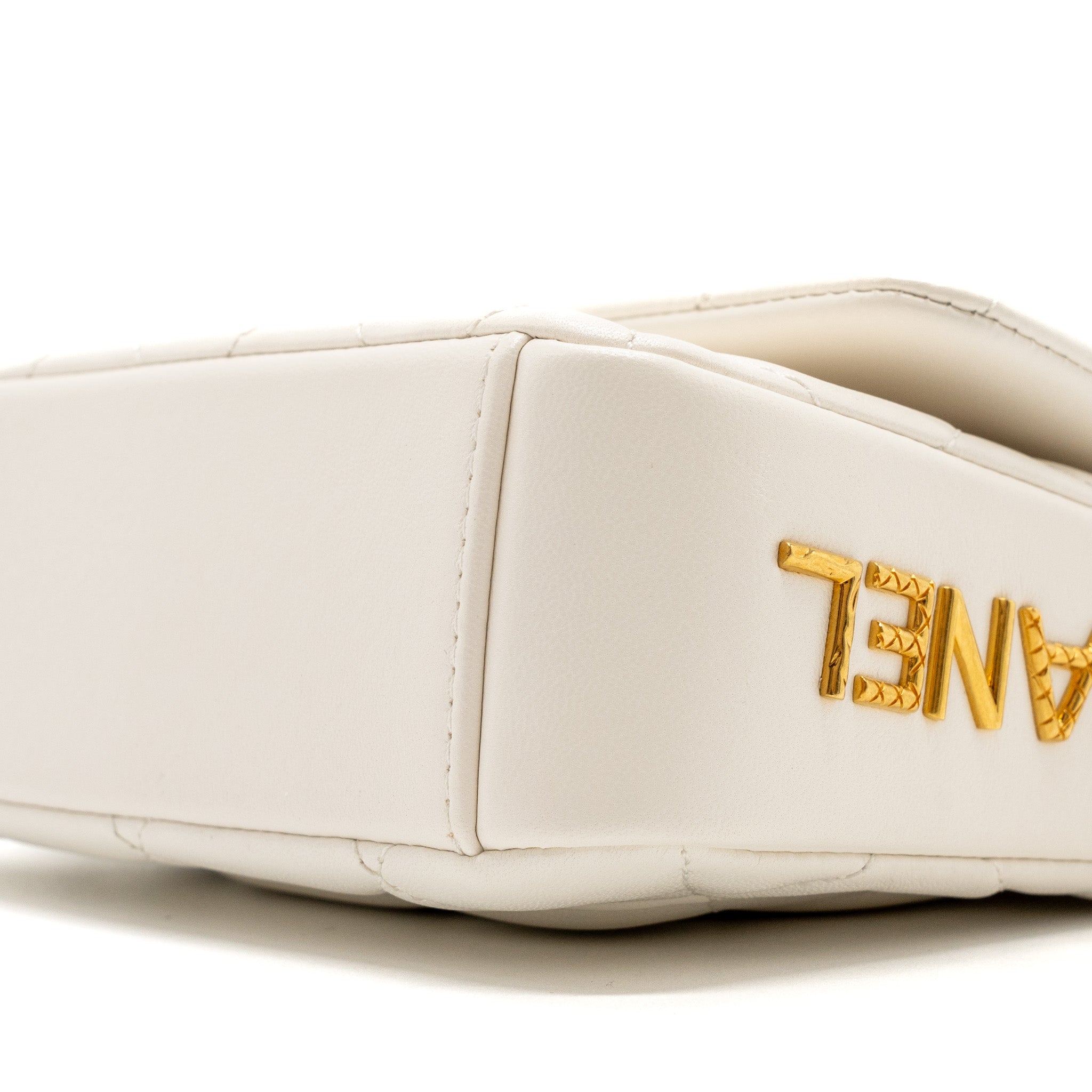 Chanel Seasonal Square Flap Bag Lambskin White  (Microchip)
