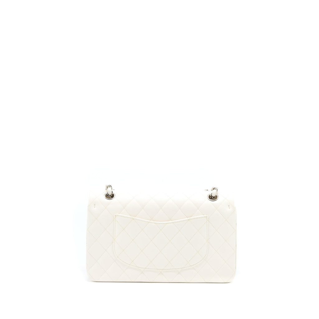 Chanel Medium Classic Double Flap Bag Caviar White  (Microchip)