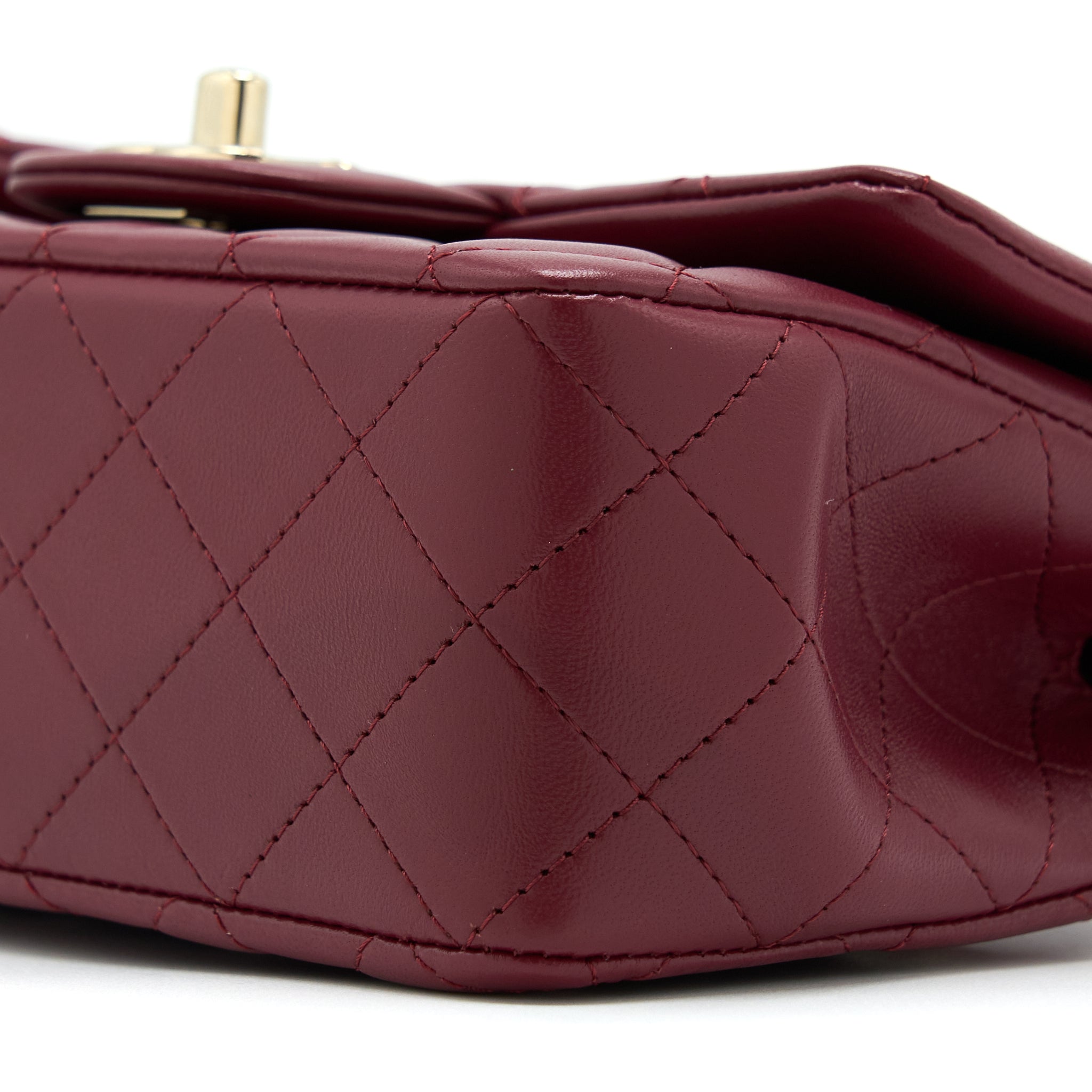 Chanel 22A Top Handle Mini Rectangular Flap Bag Lambskin Burgundy L