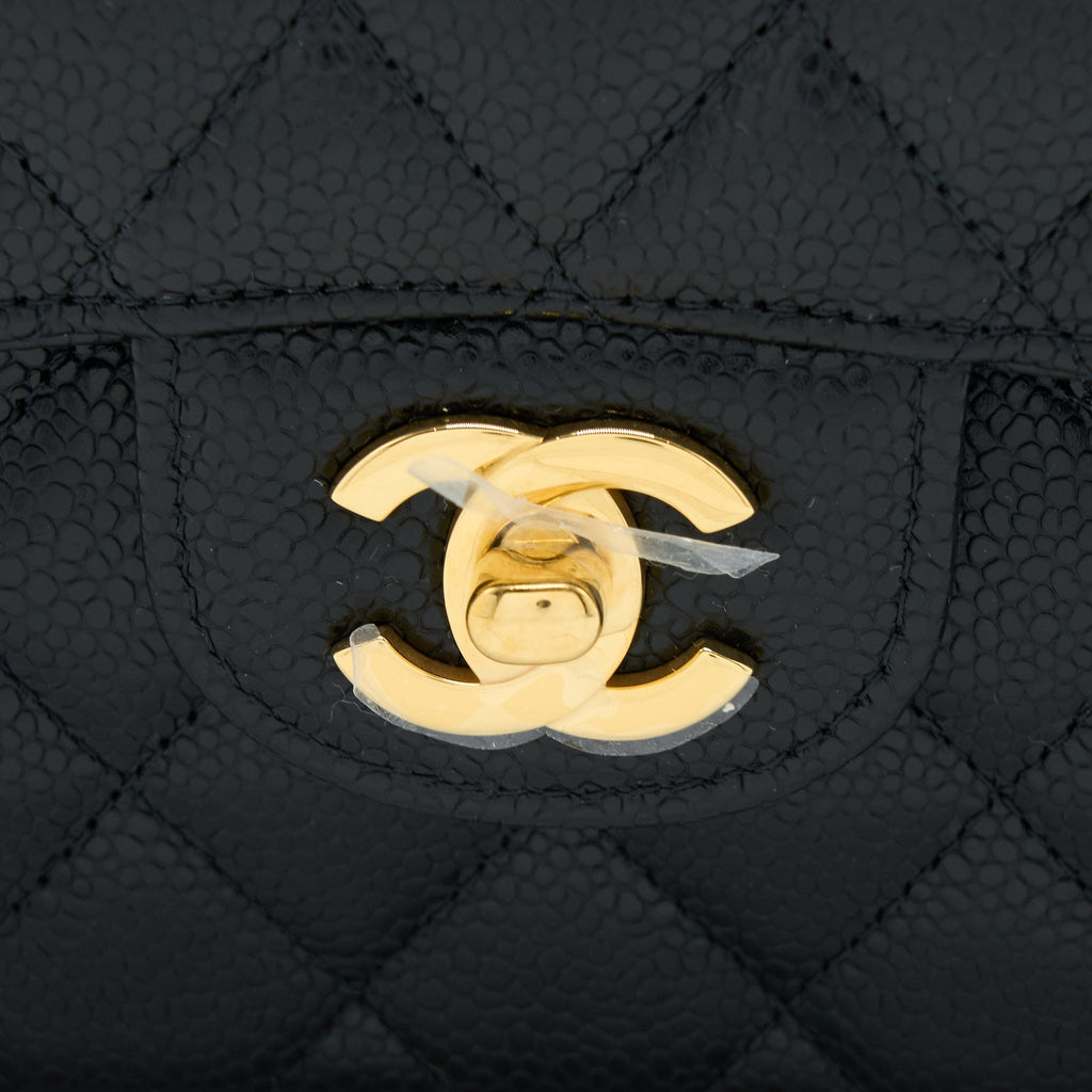 Chanel Small Classic Double Flap Bag Caviar Black  (Microchip)