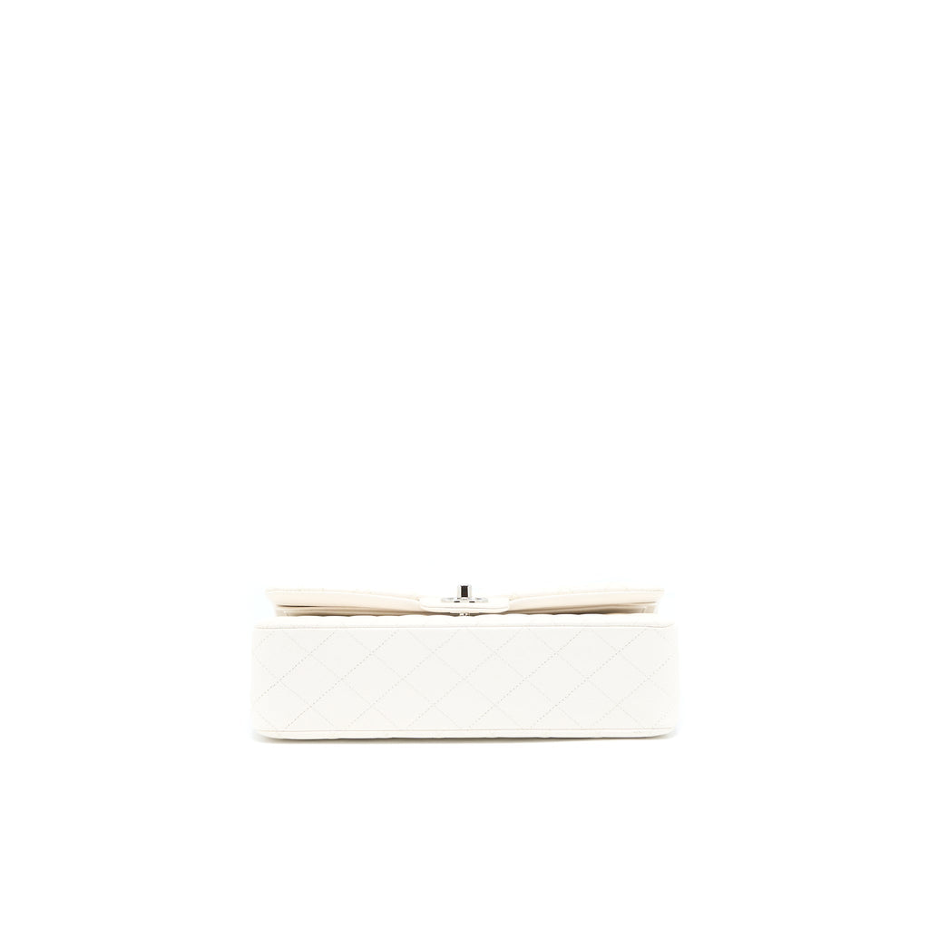 Chanel Medium Classic Double Flap Bag Caviar White  (Microchip)