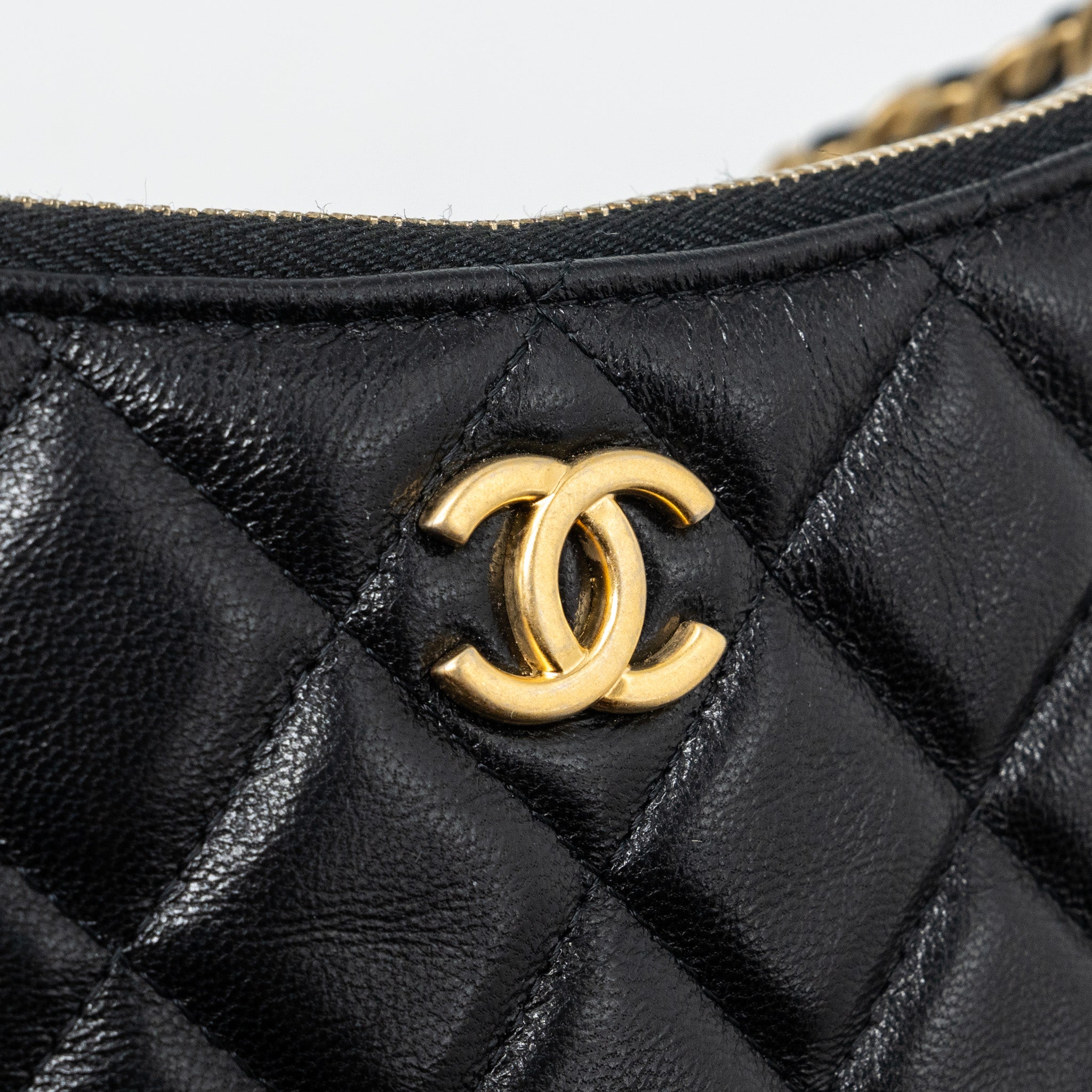 Chanel moon hobo shoulder / crossbody bag goatskin black brushed  (microchip)