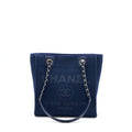 Chanel PM Deauville Tote Bag Canvas Navy  (Microchip)