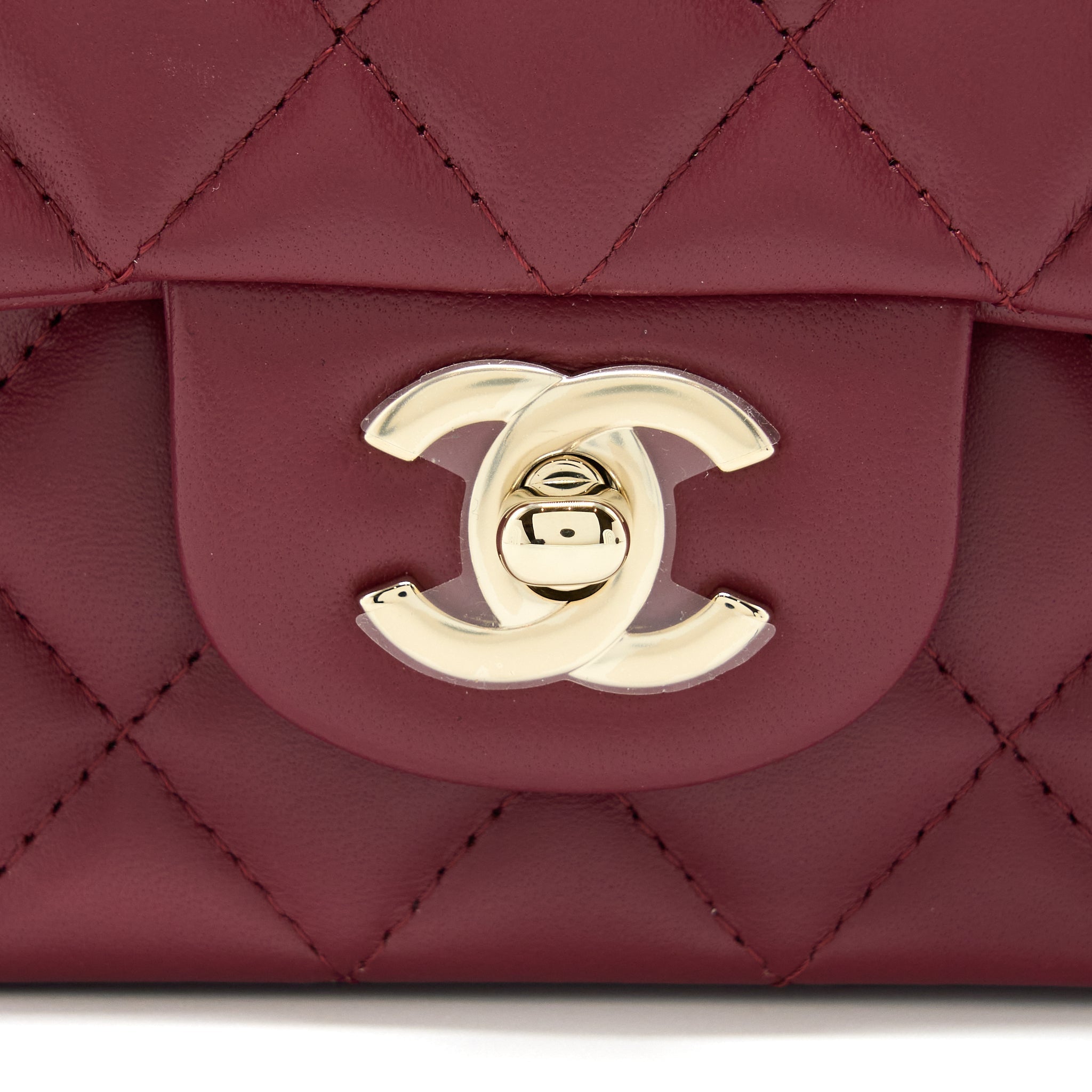 Chanel 22A Top Handle Mini Rectangular Flap Bag Lambskin Burgundy L